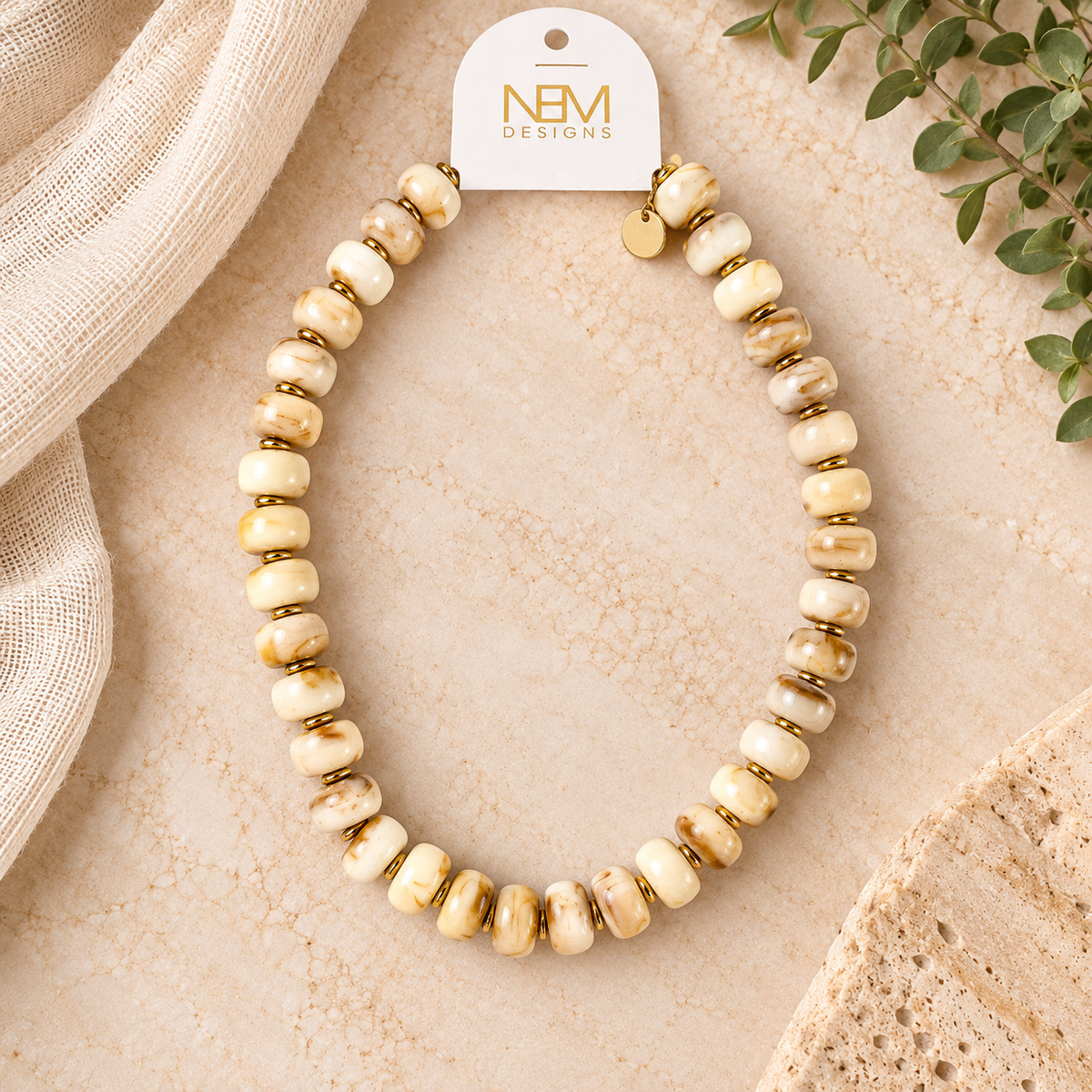 Tan Beaded Necklace