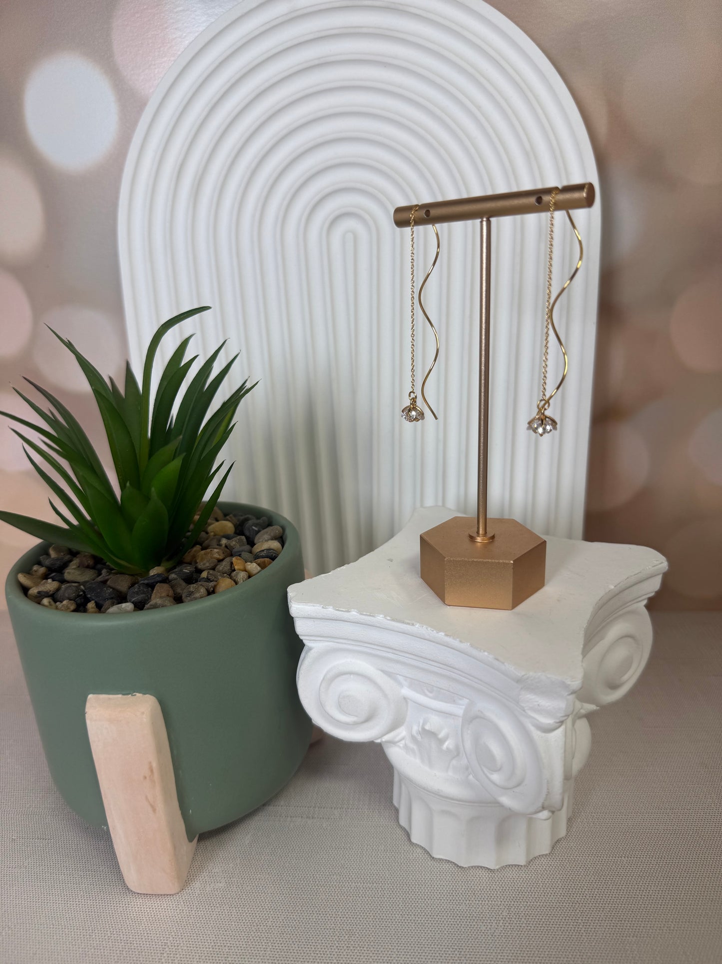 Gold Flower Threader Earrings