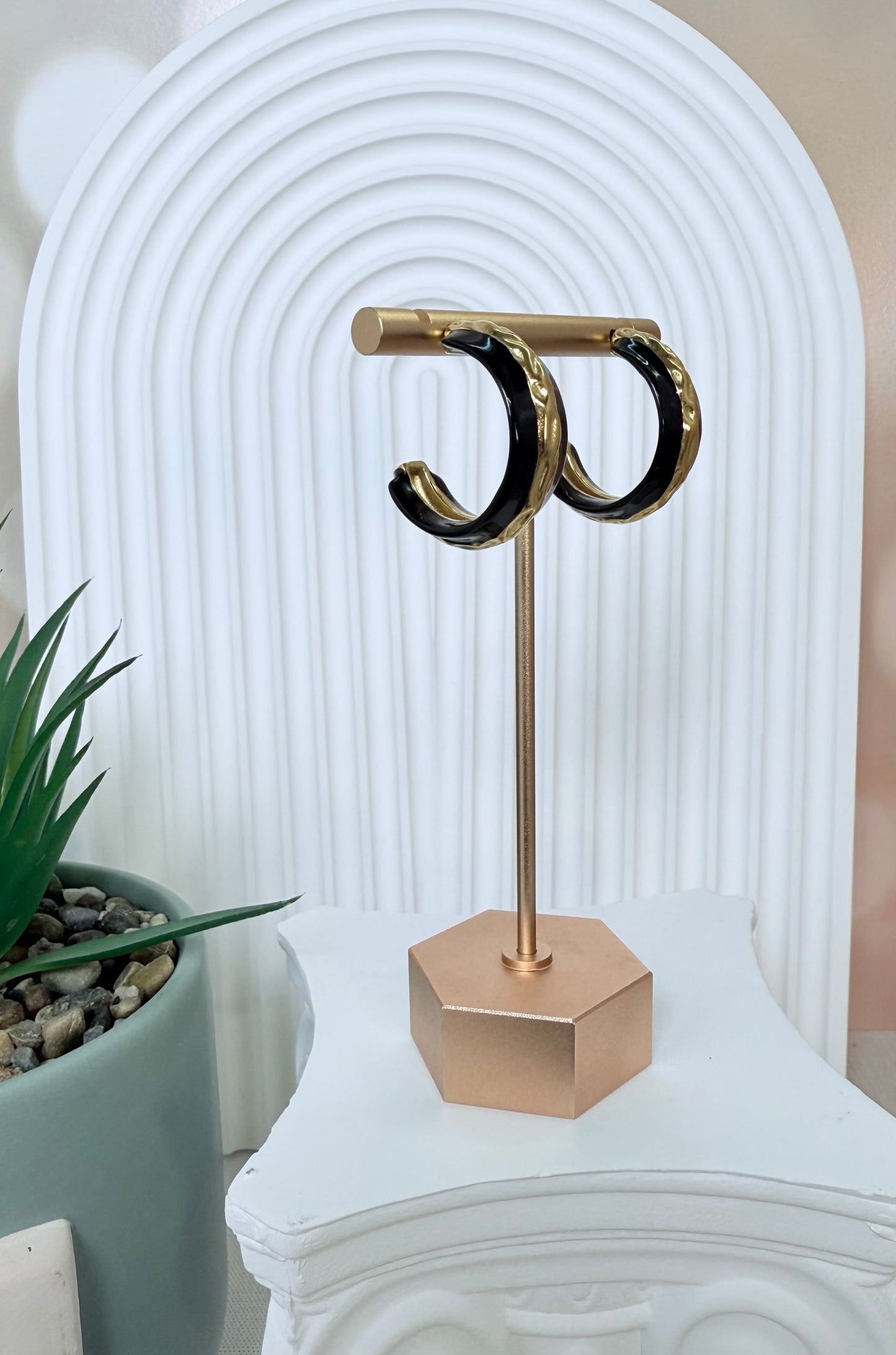 Black and Gold Hoop