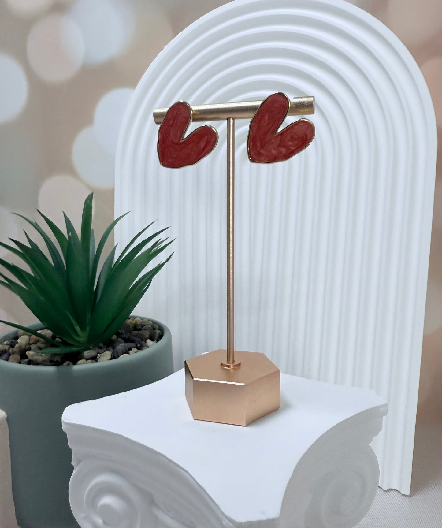 Red Enamel Heart Stud