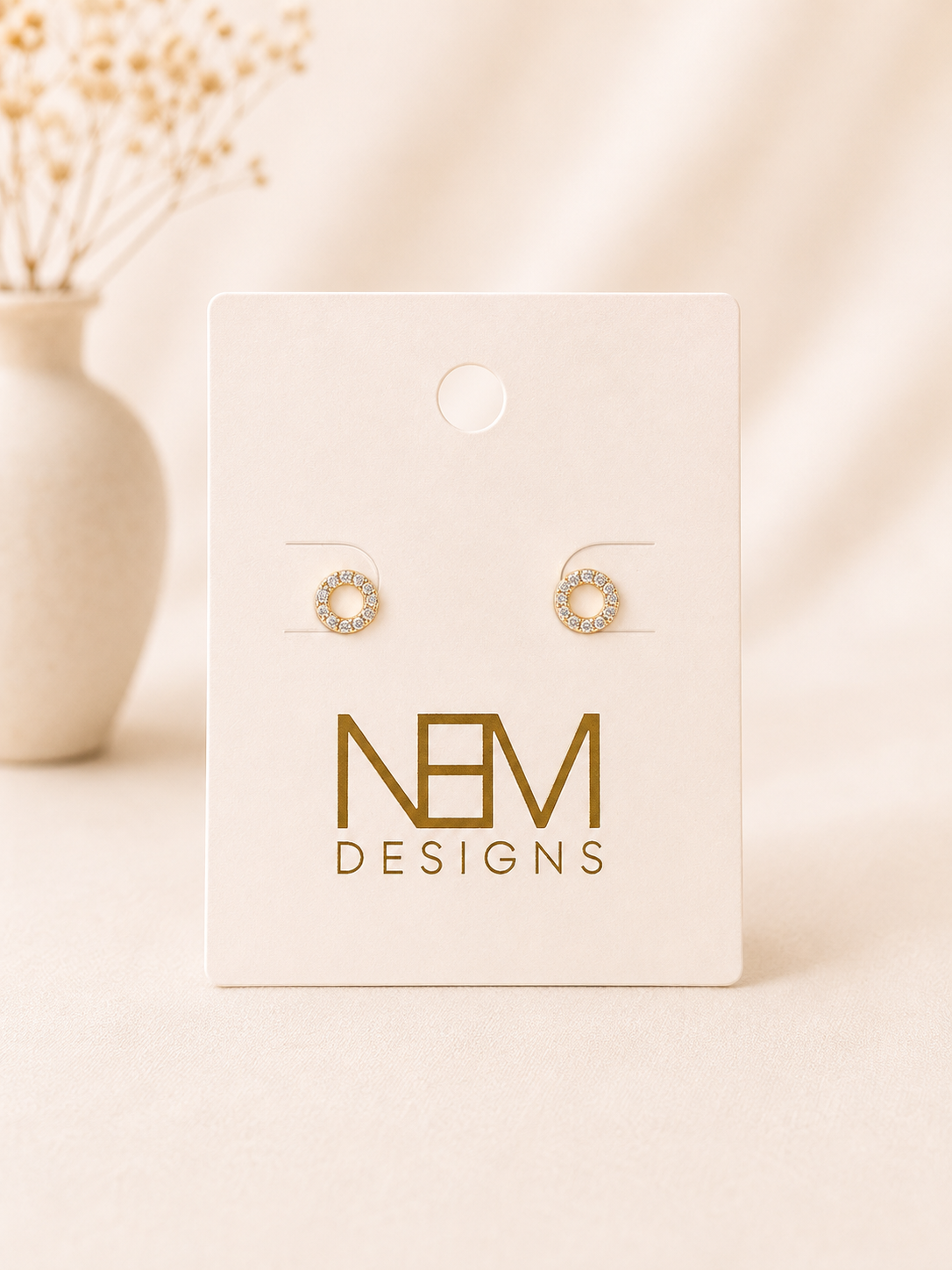 Circle Gemstone Stud Earring