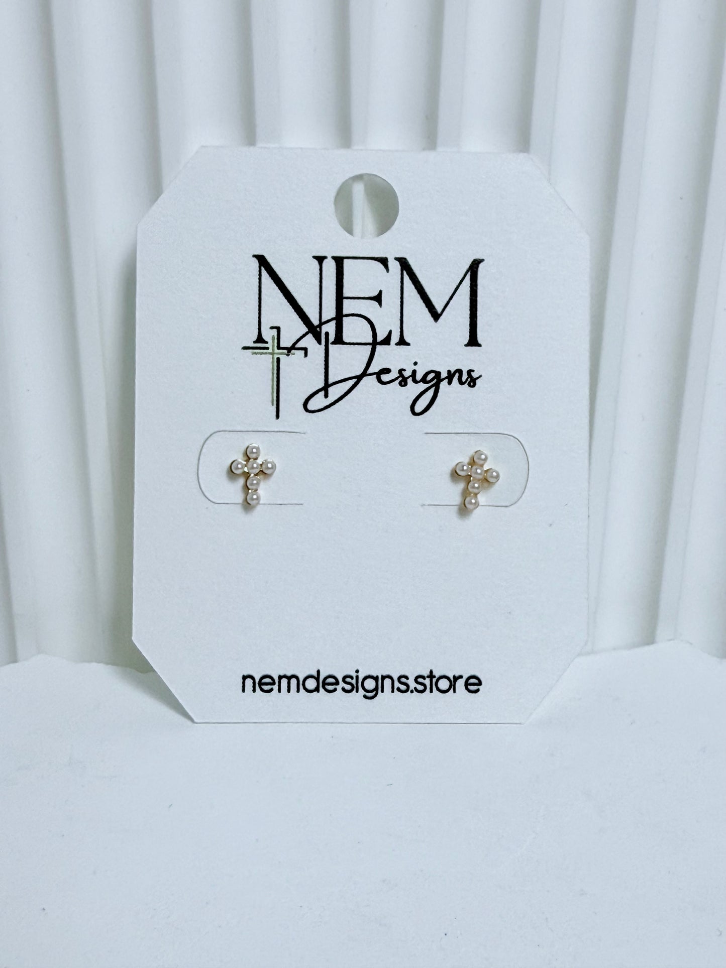 Pearl Cross Stud
