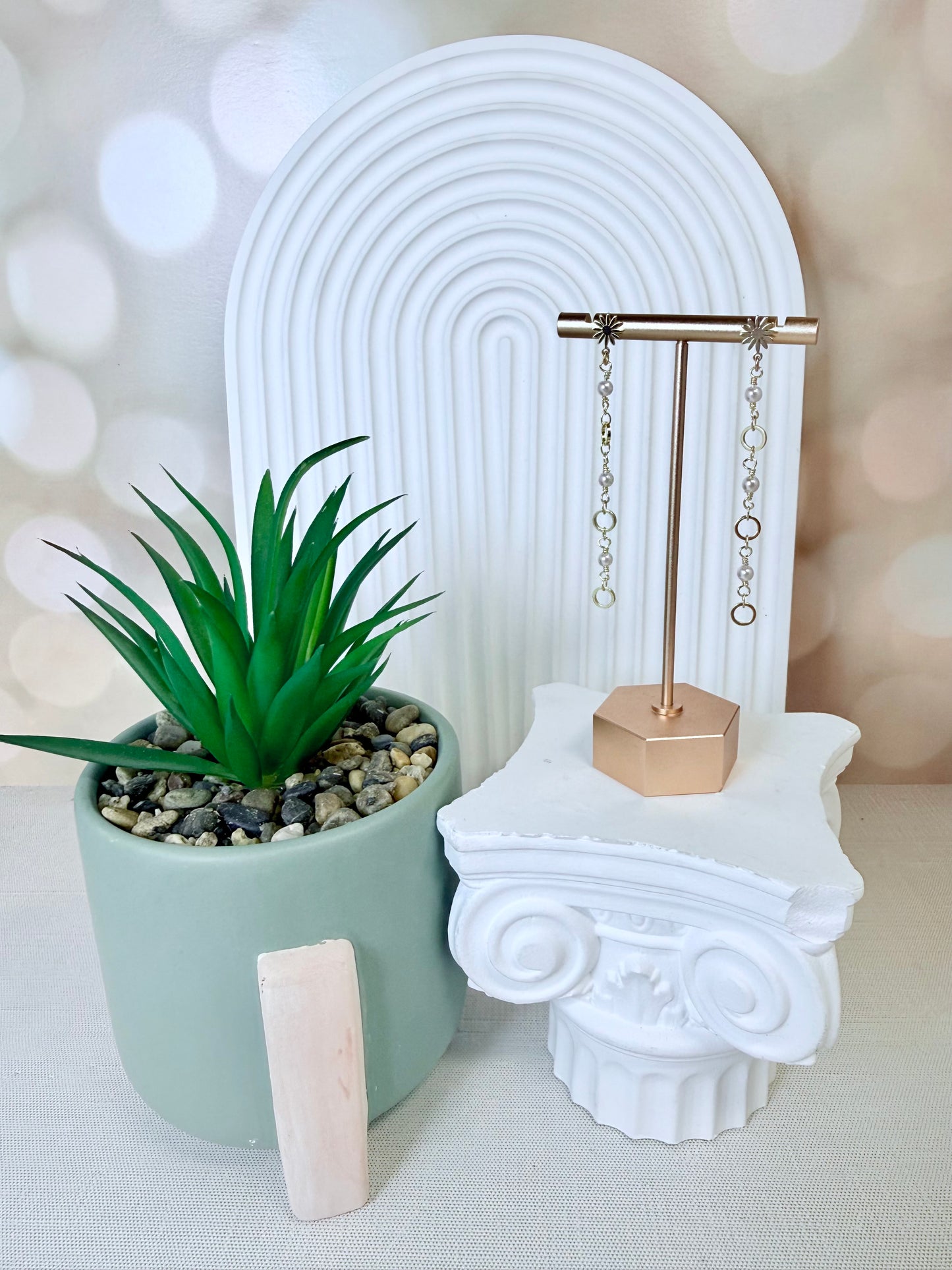 Flower Pearl Chain Earring
