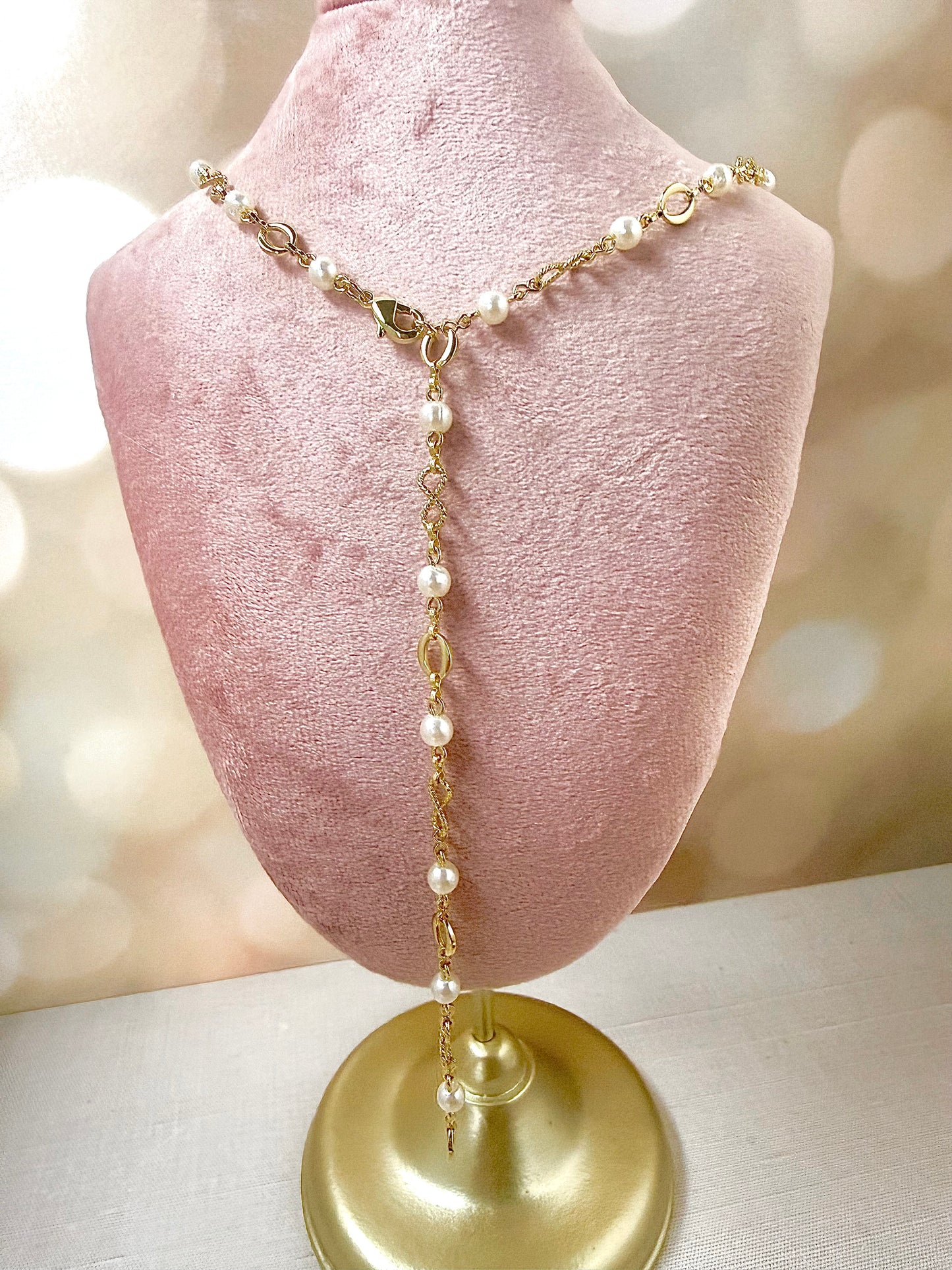 Gold and Pearl Drop Necklace