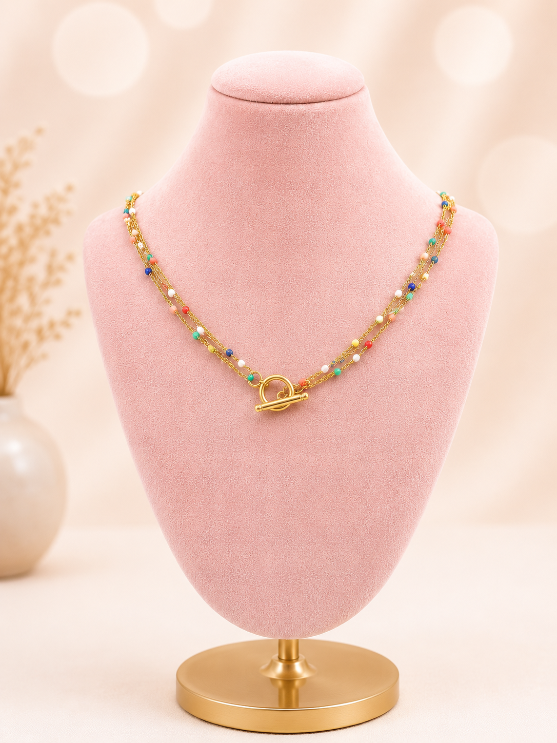 Seed Bead Multi Chain Necklace