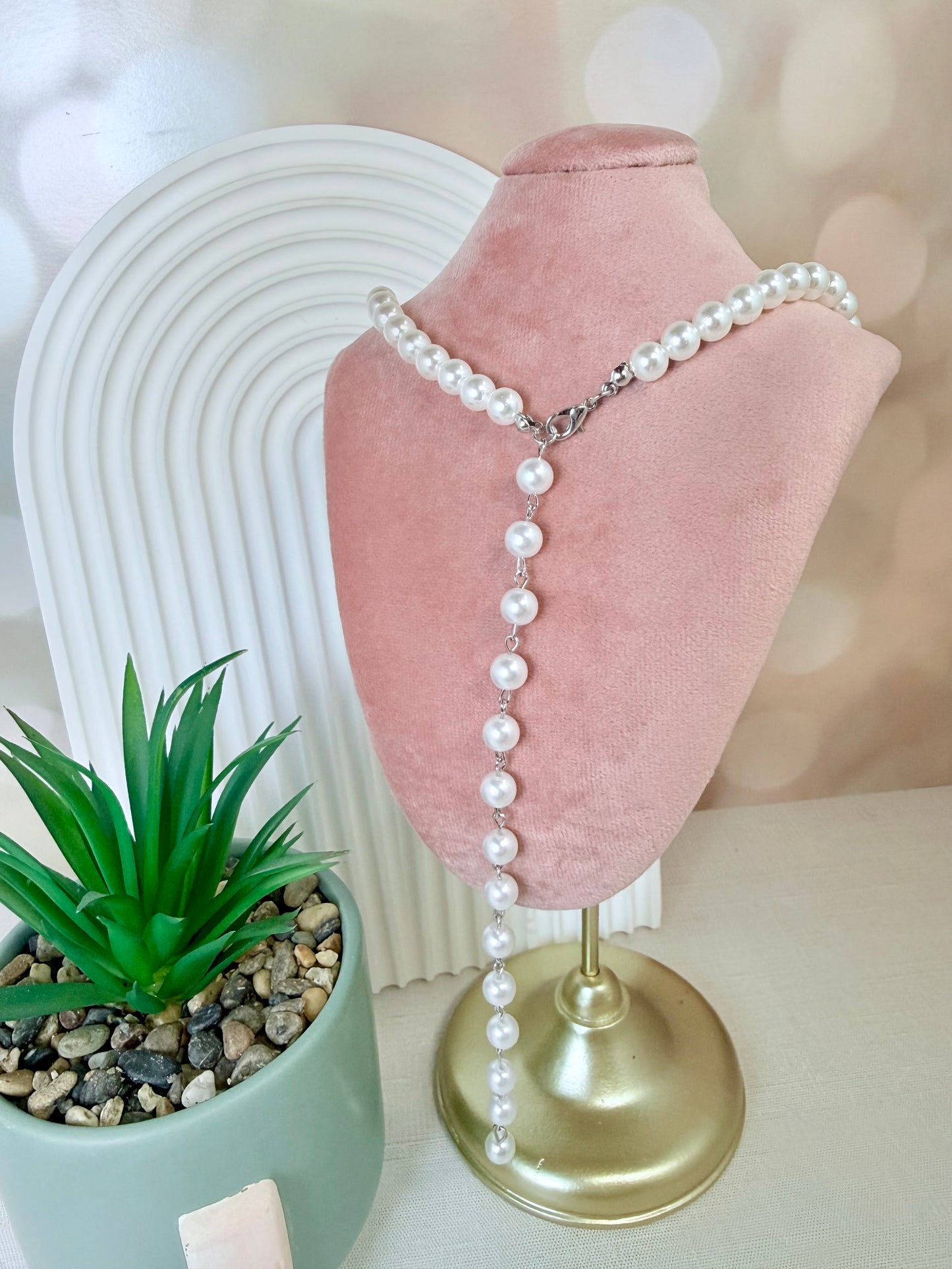 Silver Pearl Drop Necklace