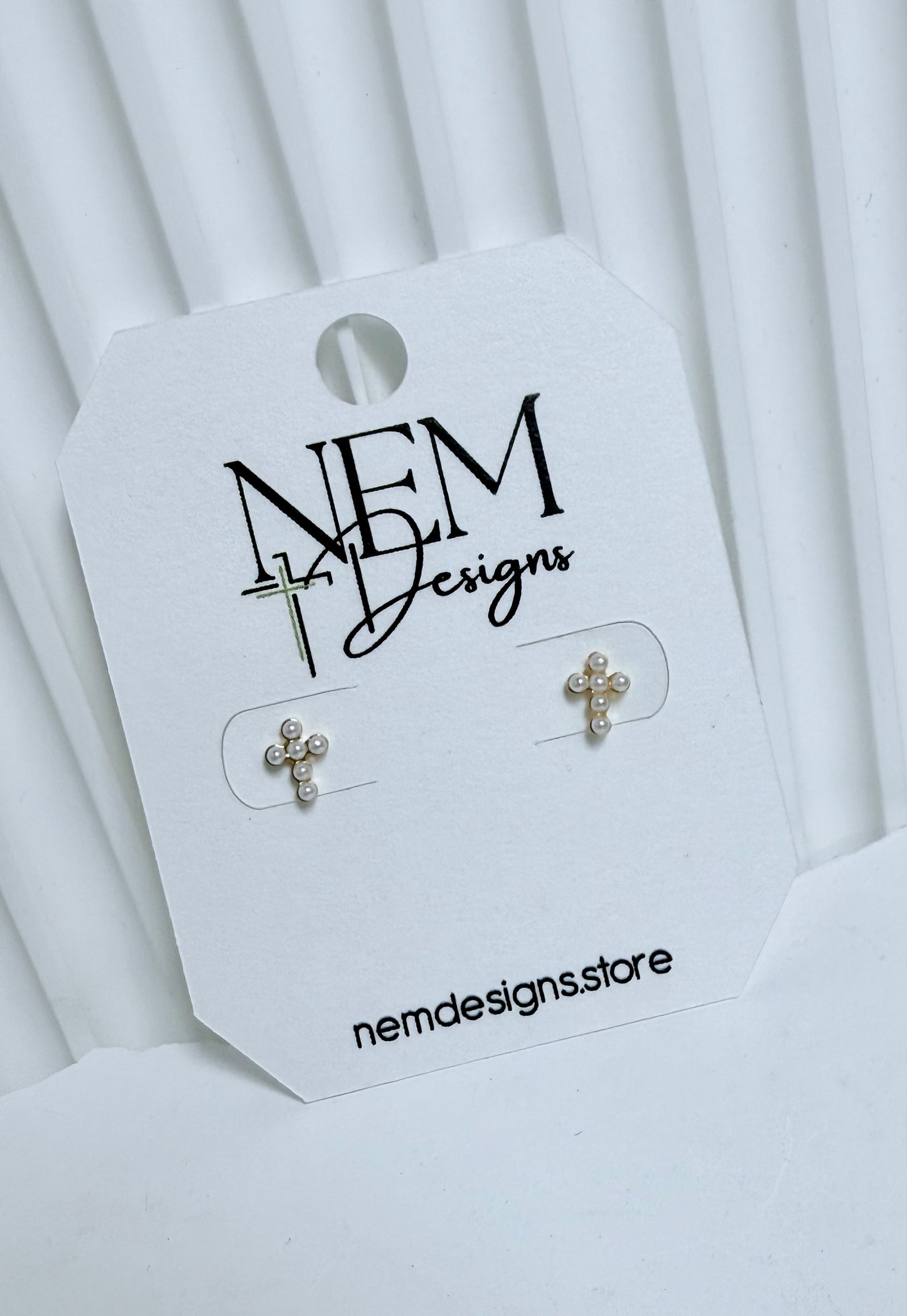 Pearl Cross Stud