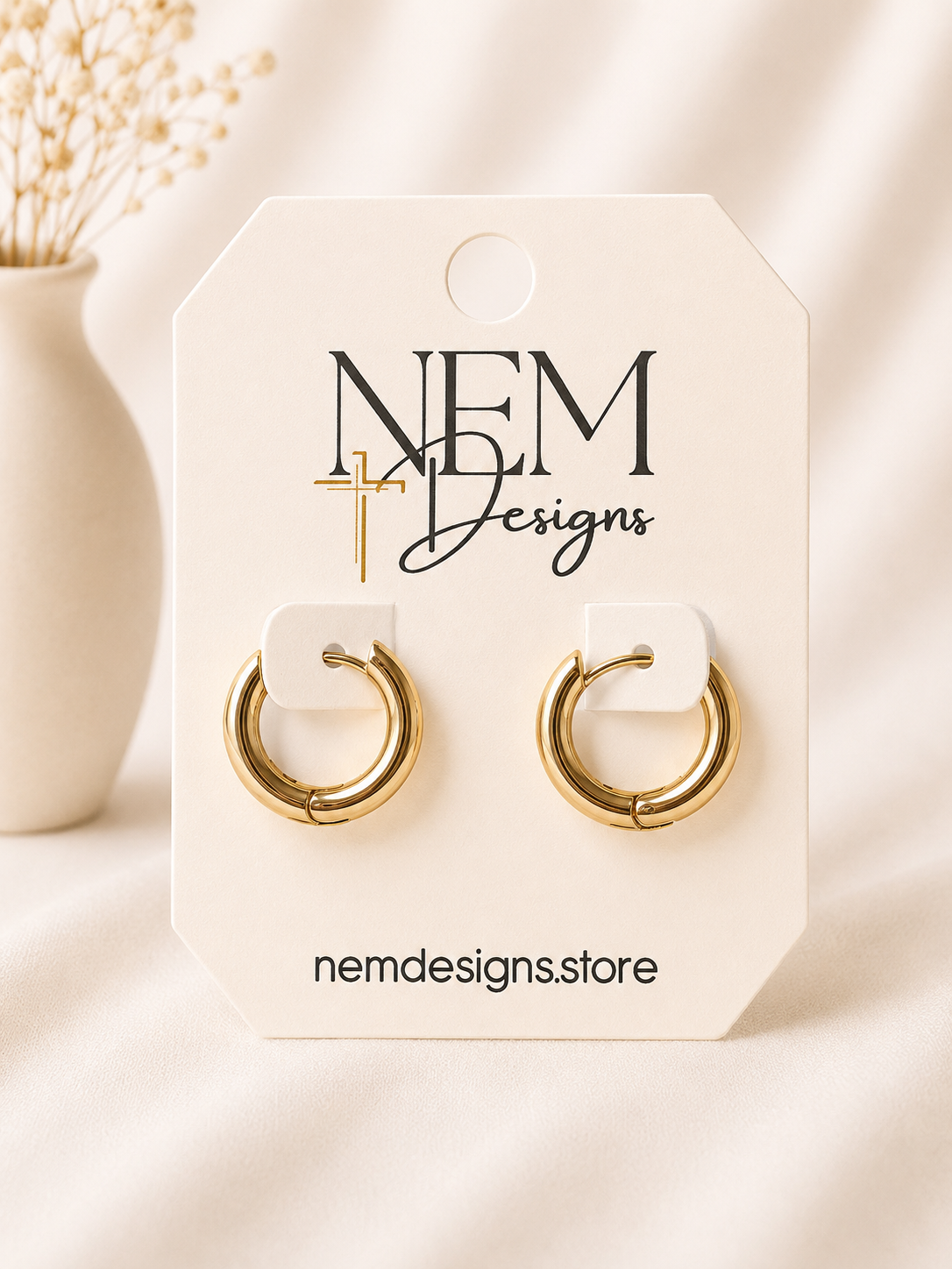 Thick Gold Huggie Hoop Earring