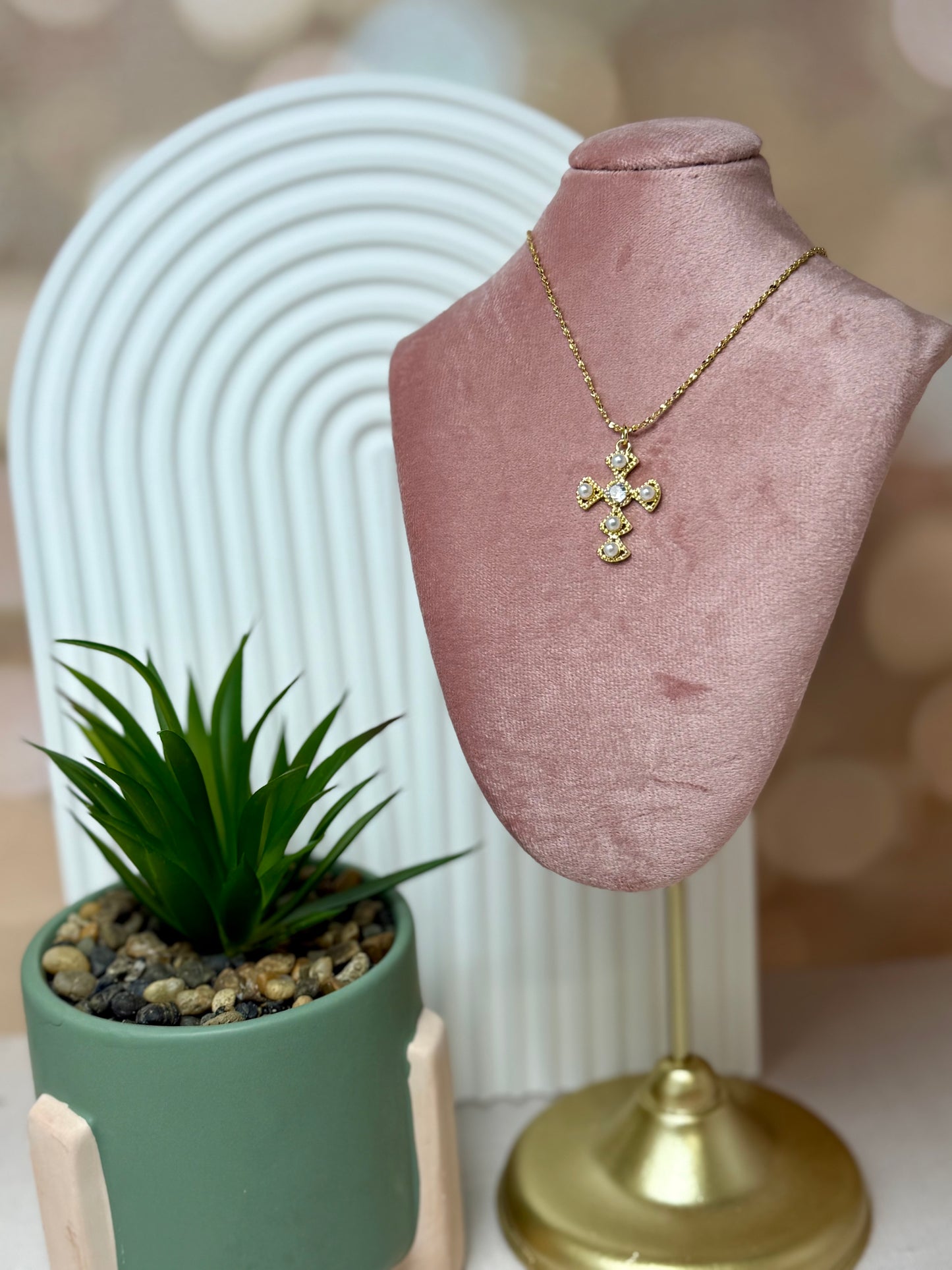 Pearl and Stone Cross