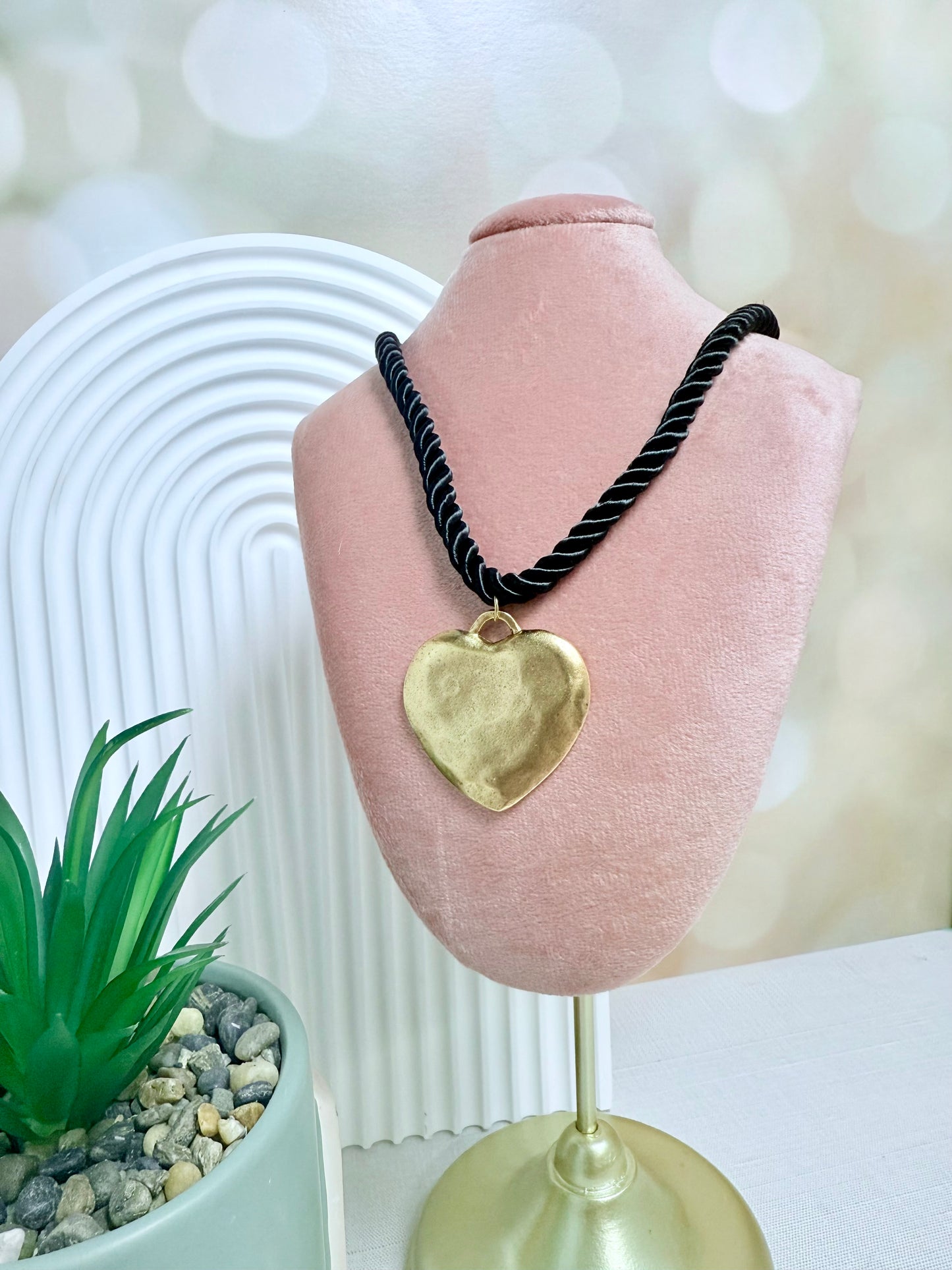 Matte heart black rope