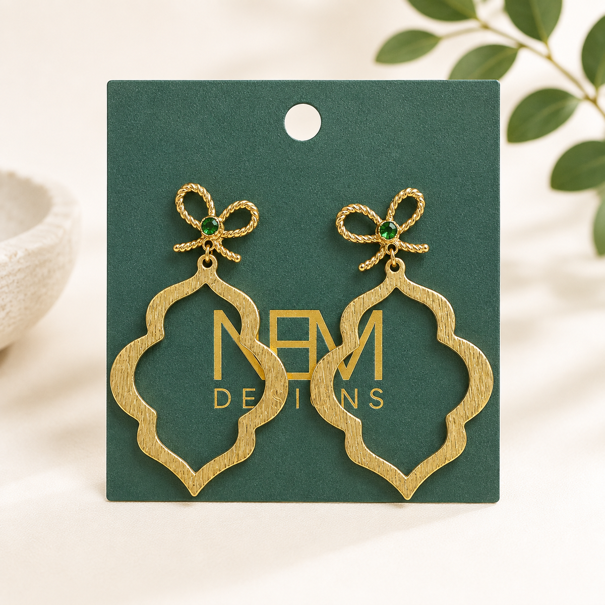 Bow Quatrefoil Drop Earring