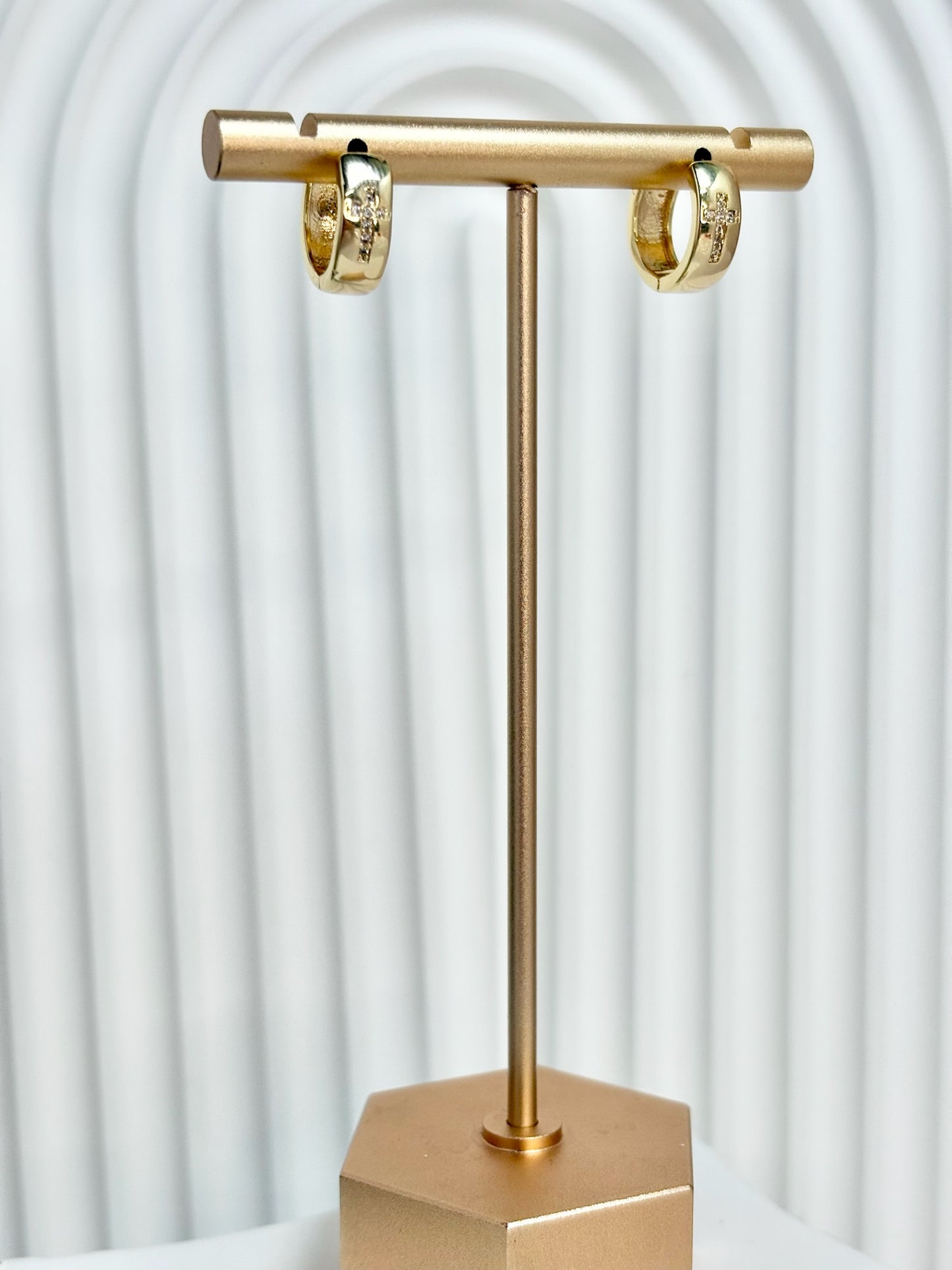 Small Cross Diamond Hoops