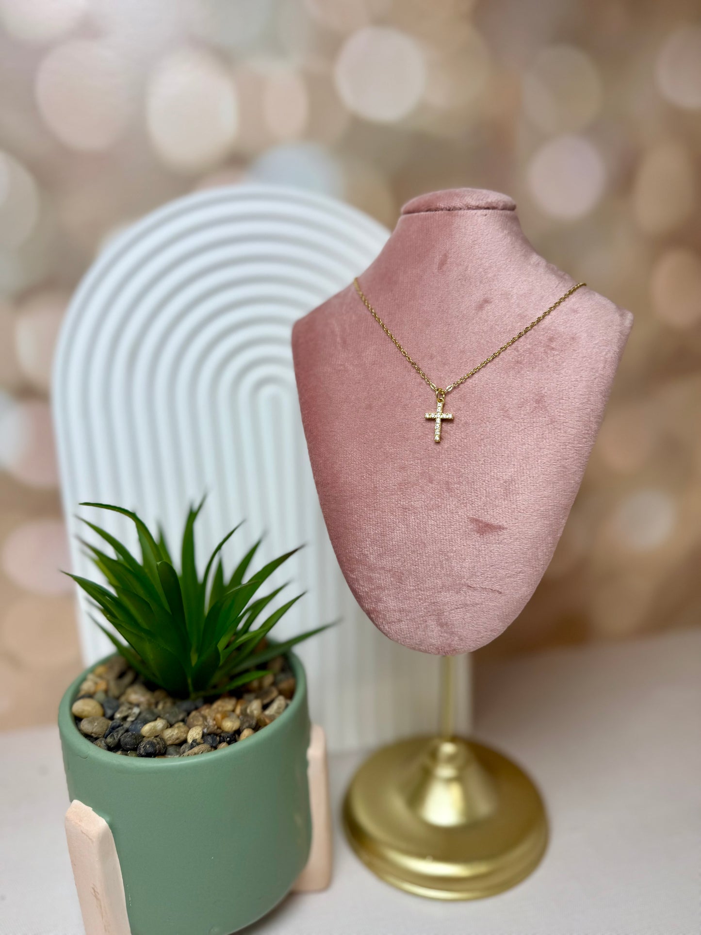 Clear Stone Dainty Cross