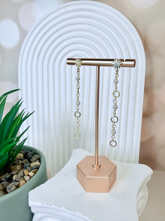 Flower Pearl Chain Earring