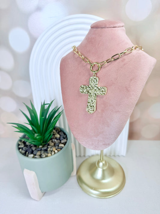 Chunky Large Detailed Cross Necklace