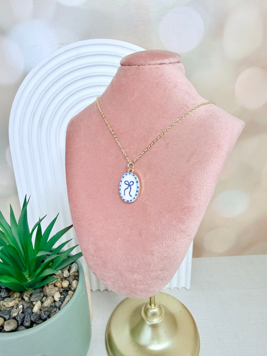 Blue Bow Necklace