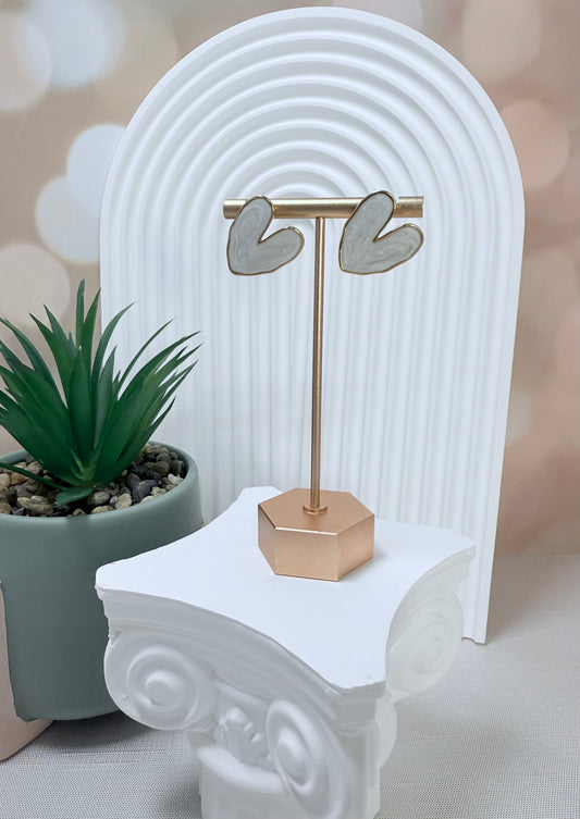 White Enamel Heart Stud