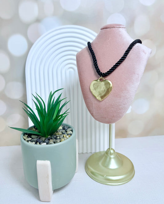 Matte heart black rope