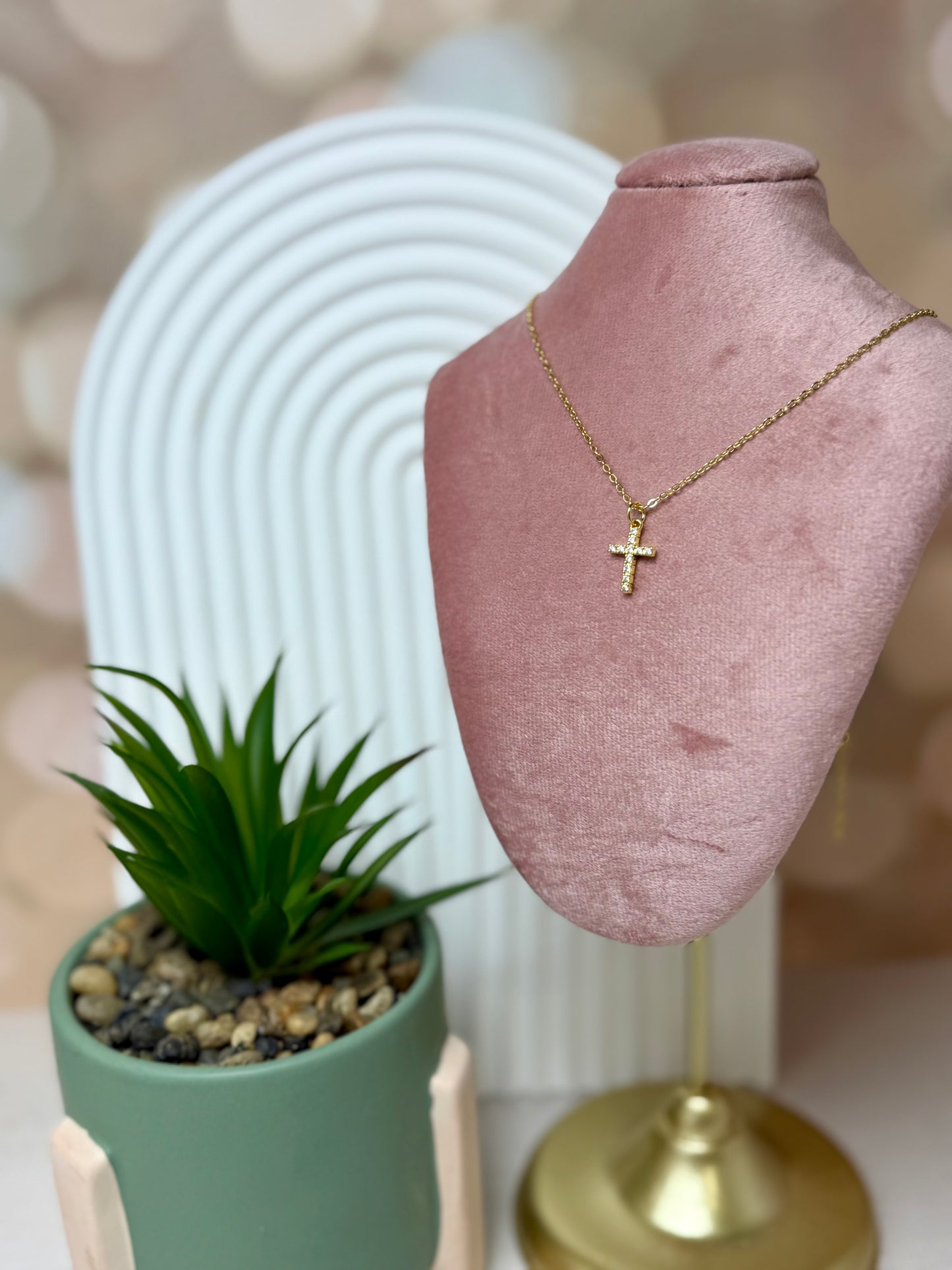 Clear Stone Dainty Cross