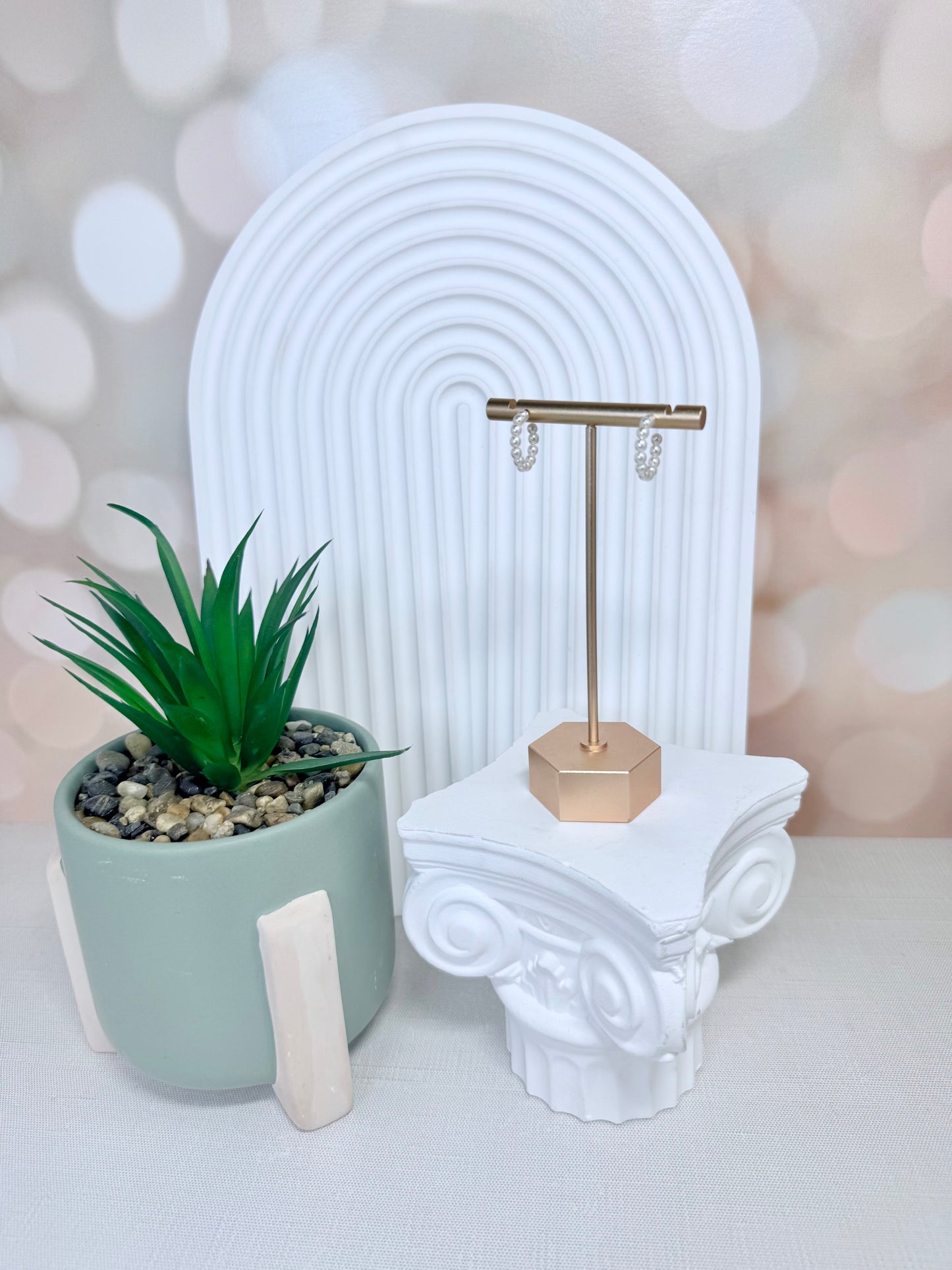 Gold Dainty Pearl Hoop