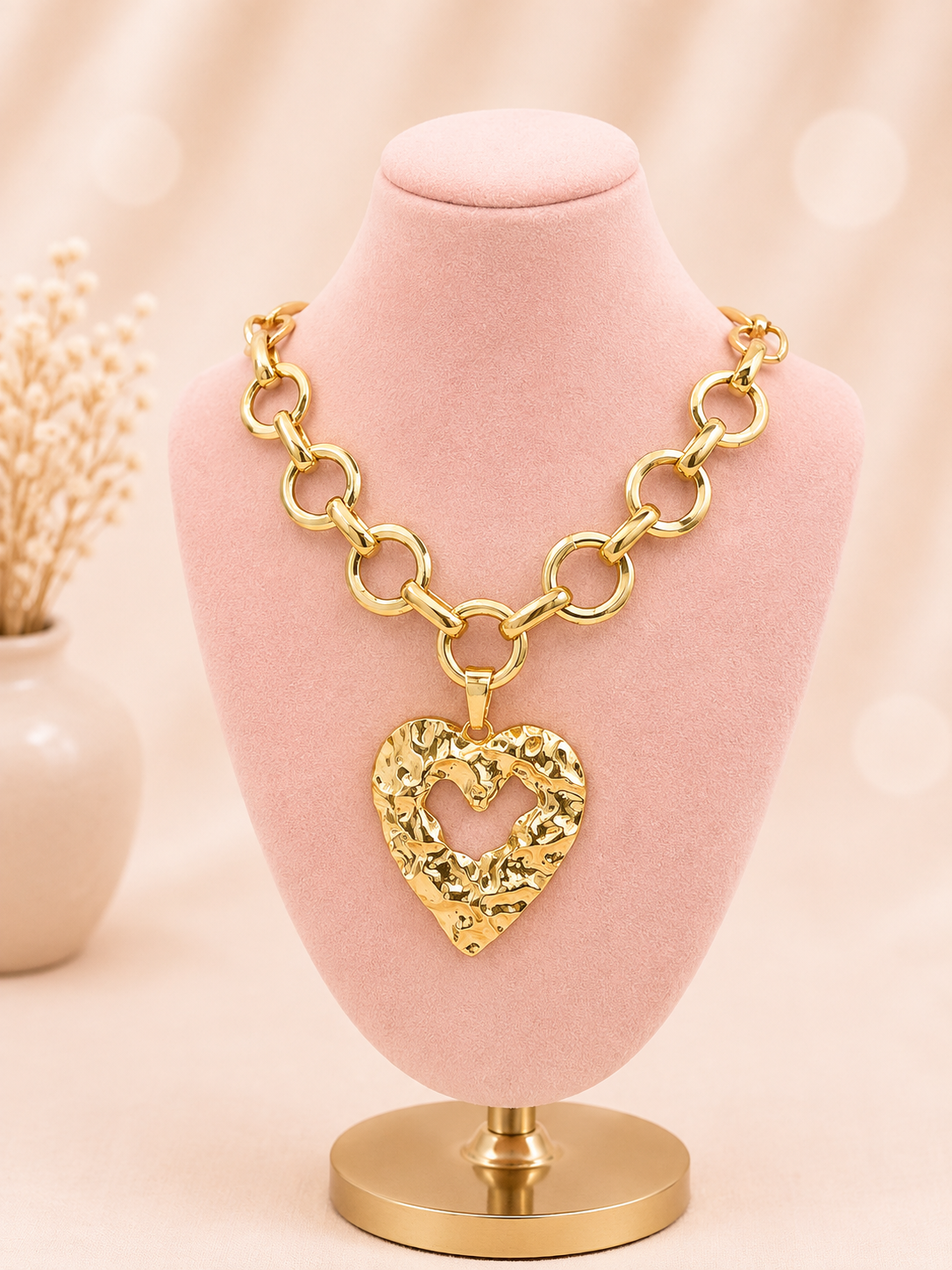 Chunky Texture Heart Necklace