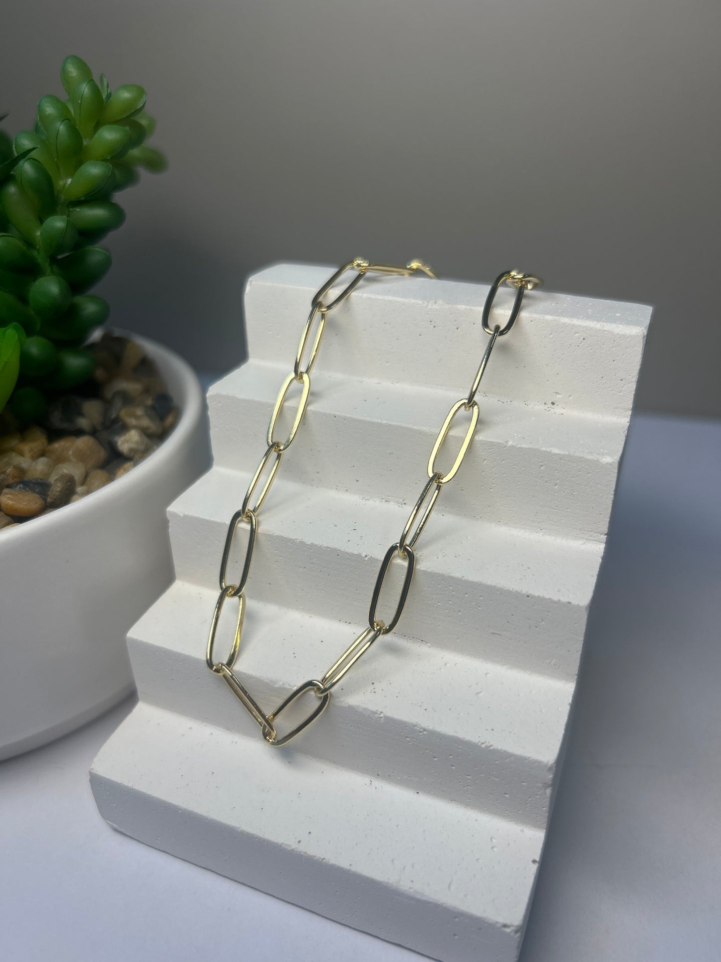 Gold Paper Clip Anklet