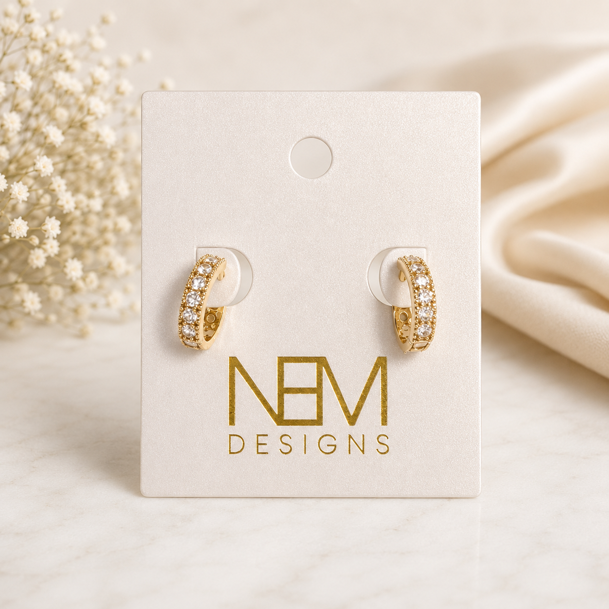 Gold Gemstone Huggie Earring