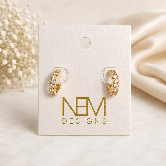 Gold Gemstone Huggie Earring
