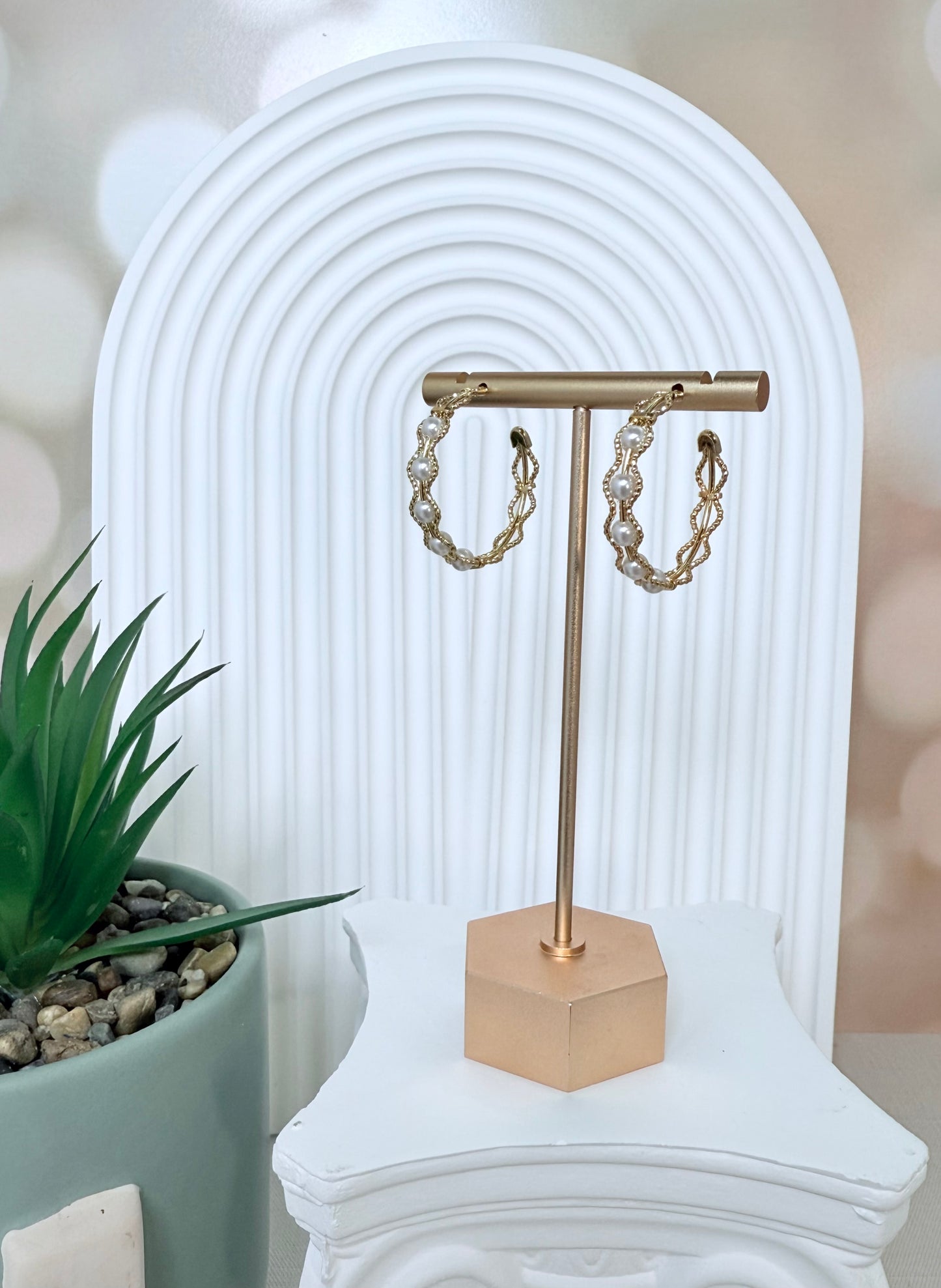 Ornate Pearl Hoop