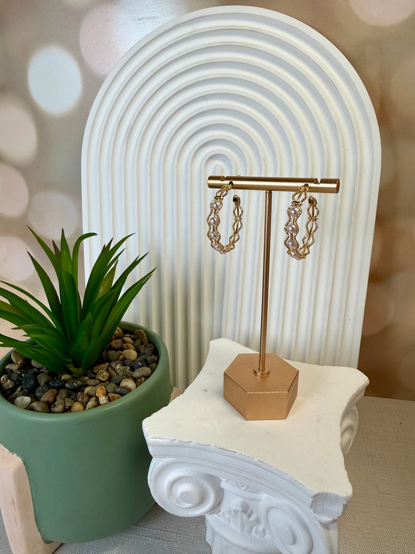 Ornate Pearl Hoop
