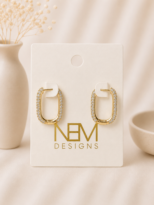 Rectangle Gemstone Hoop Earring