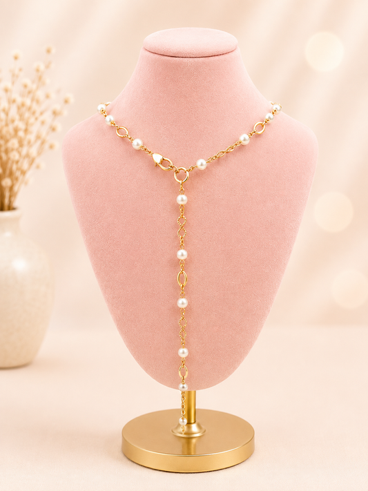 Gold and Pearl Drop Necklace