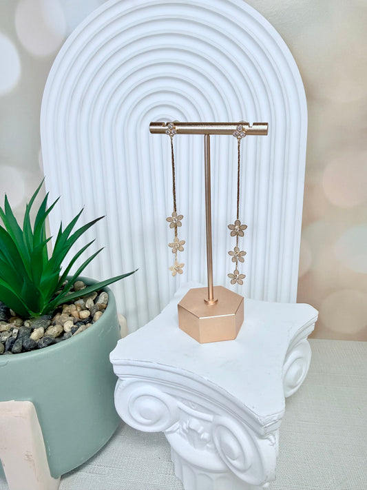 Gold Flower Drop Earring