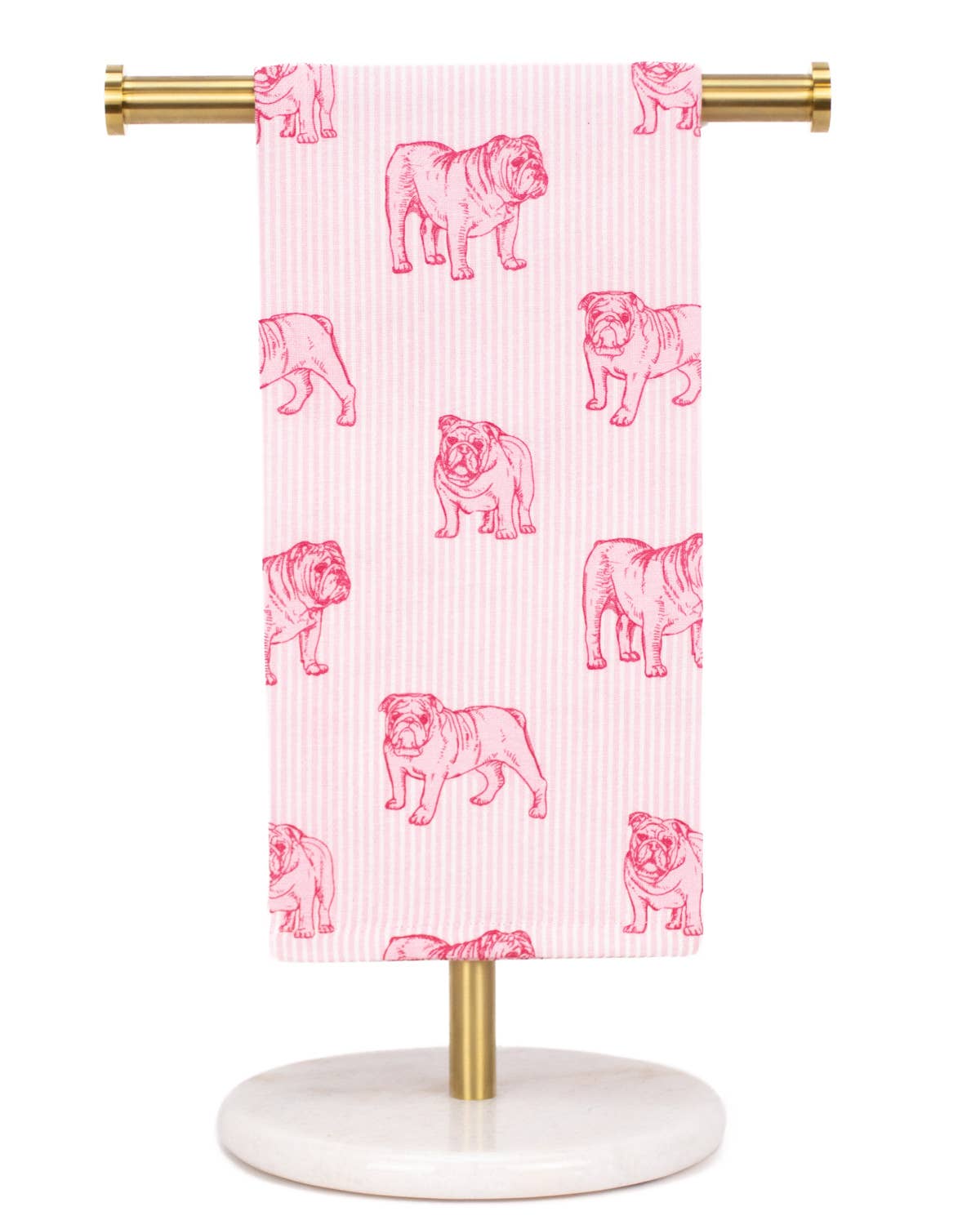 Bulldog Stare Hand Towel   Pink/Light Pink   20x28