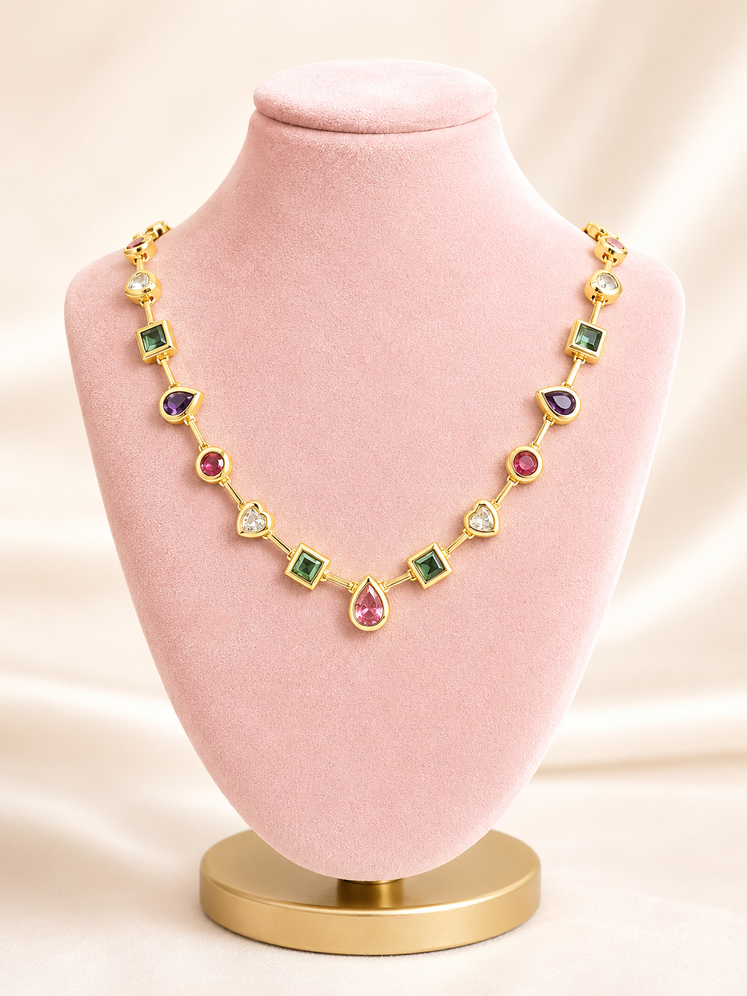 Multi Color/Shape Gemstone Necklace