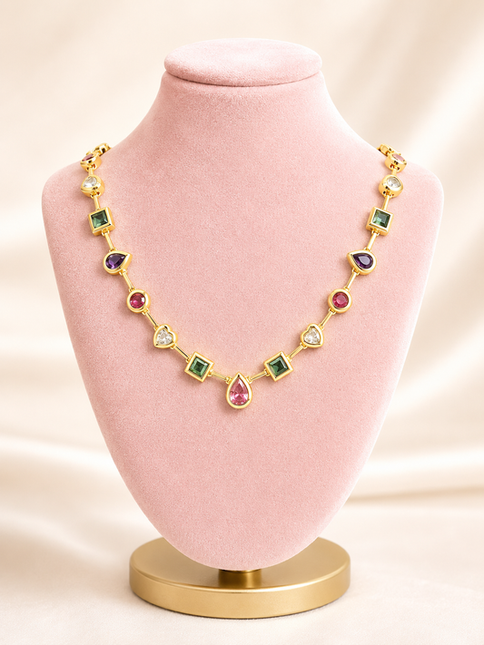 Multi Color/Shape Gemstone Necklace