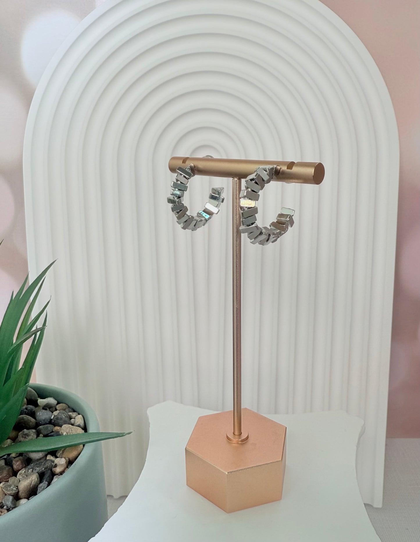 Silver Mix Shape Bead Hoop