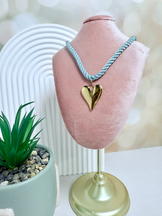 Bubble heart blue rope