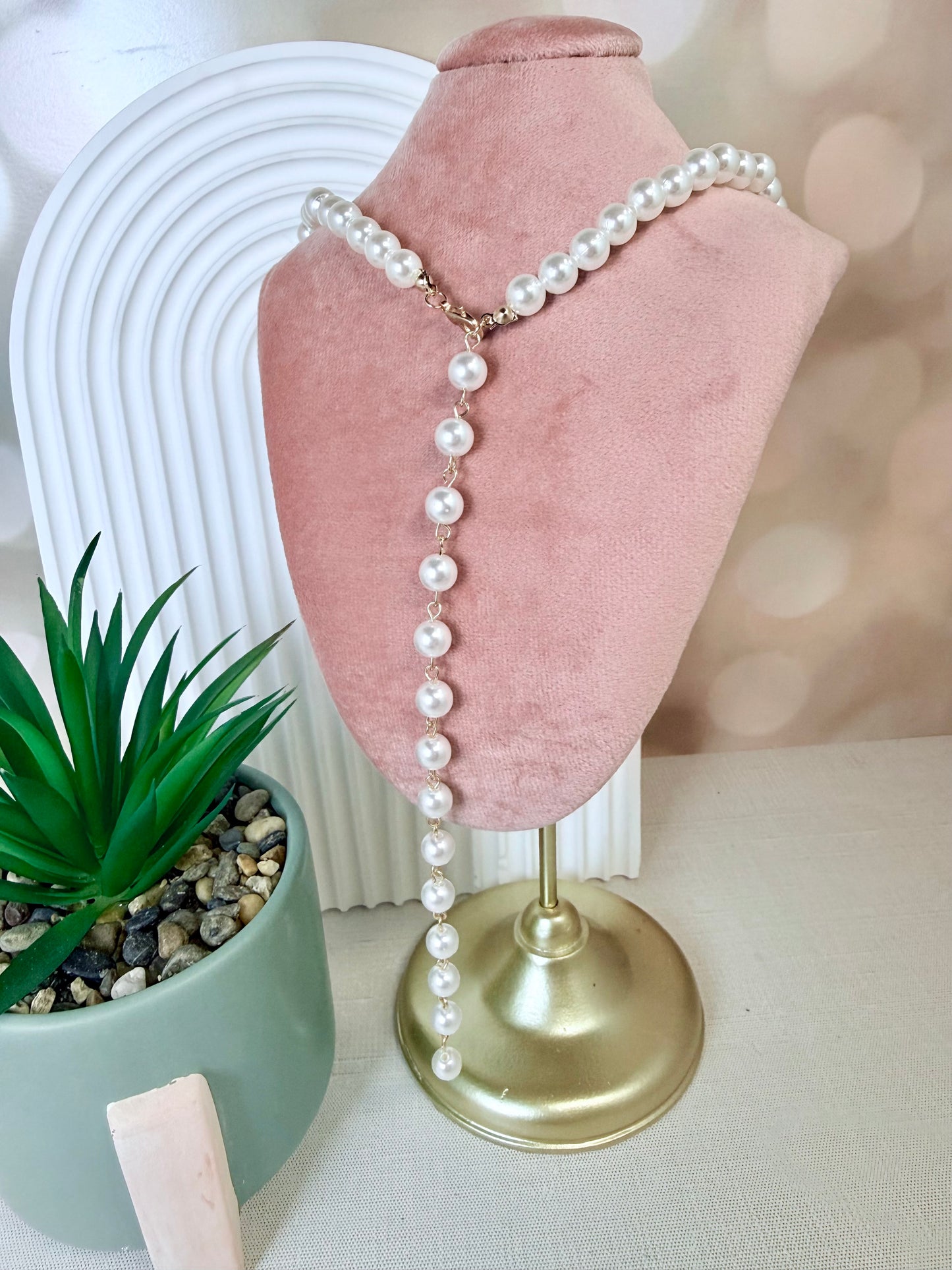 Gold Pearl Drop Necklace
