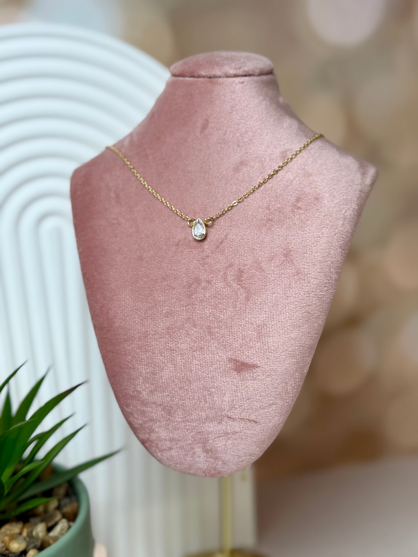 Simple Teardrop Clear Stone