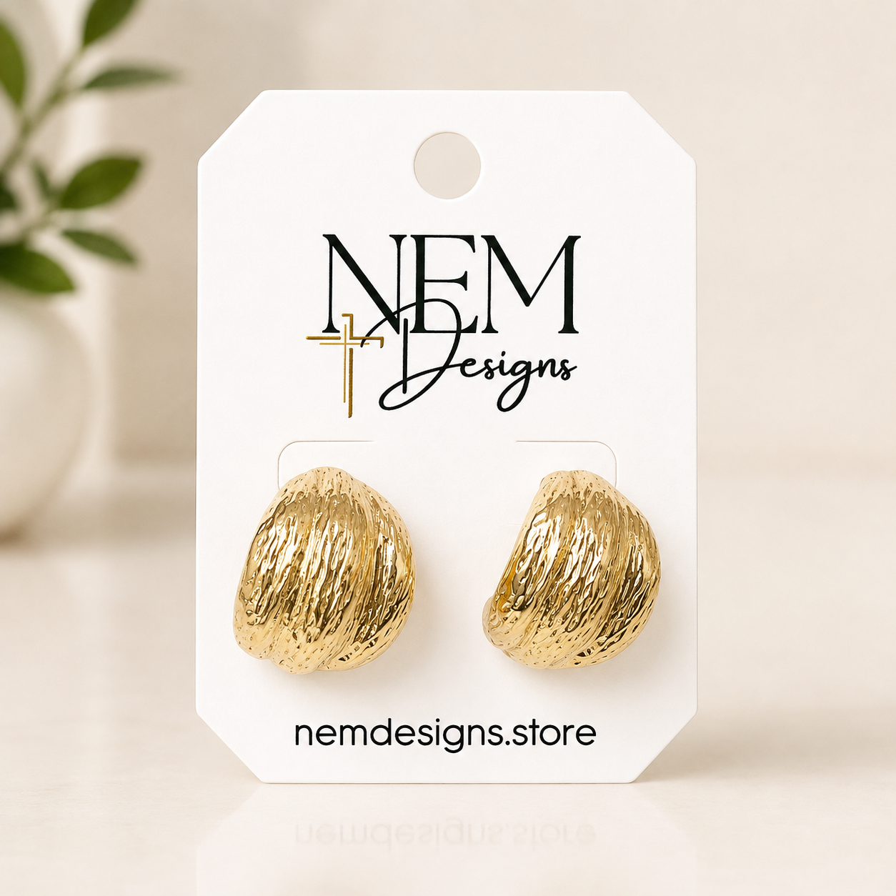 Chunky Texture Hoop Stud Earring