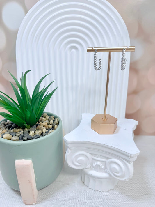 Silver Rectangle Hoop