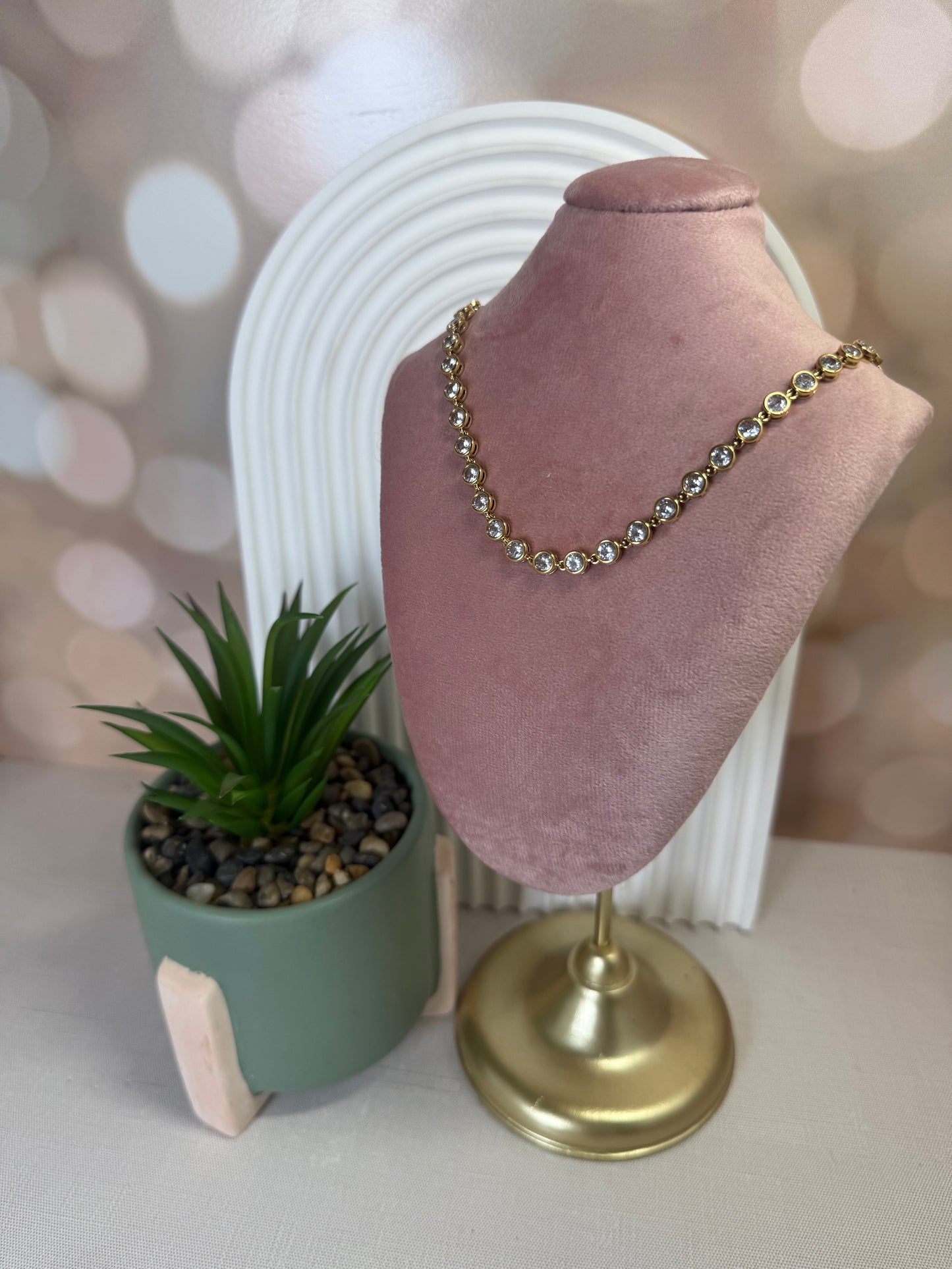 Clear Stone Chain Necklace