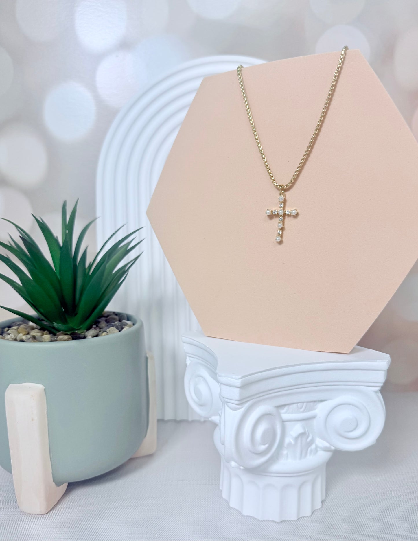 Gemstone and Pearl Cross