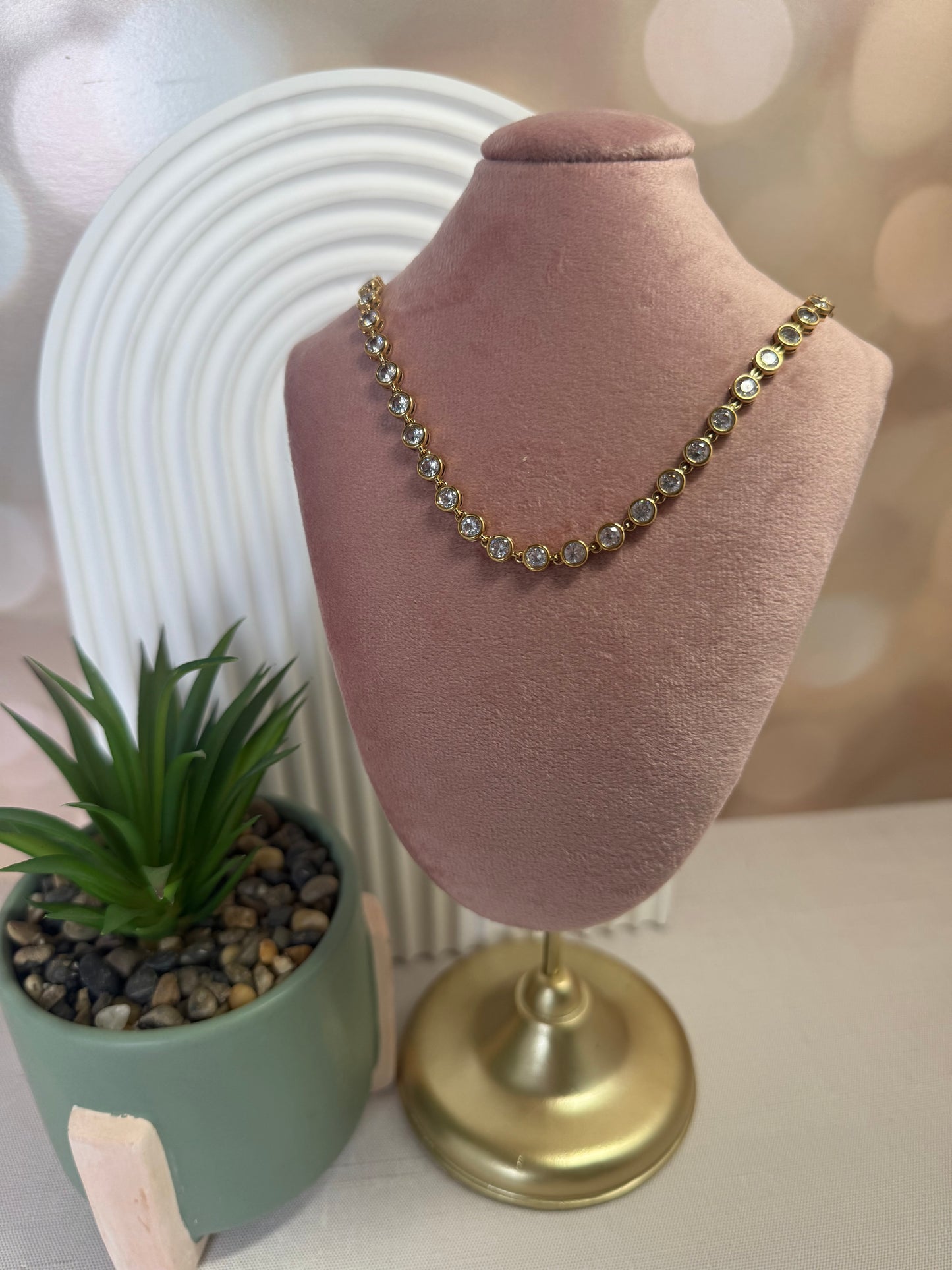 Clear Stone Chain Necklace