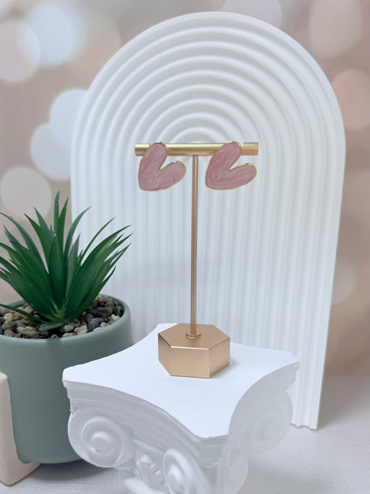 Pink Enamel Heart Stud