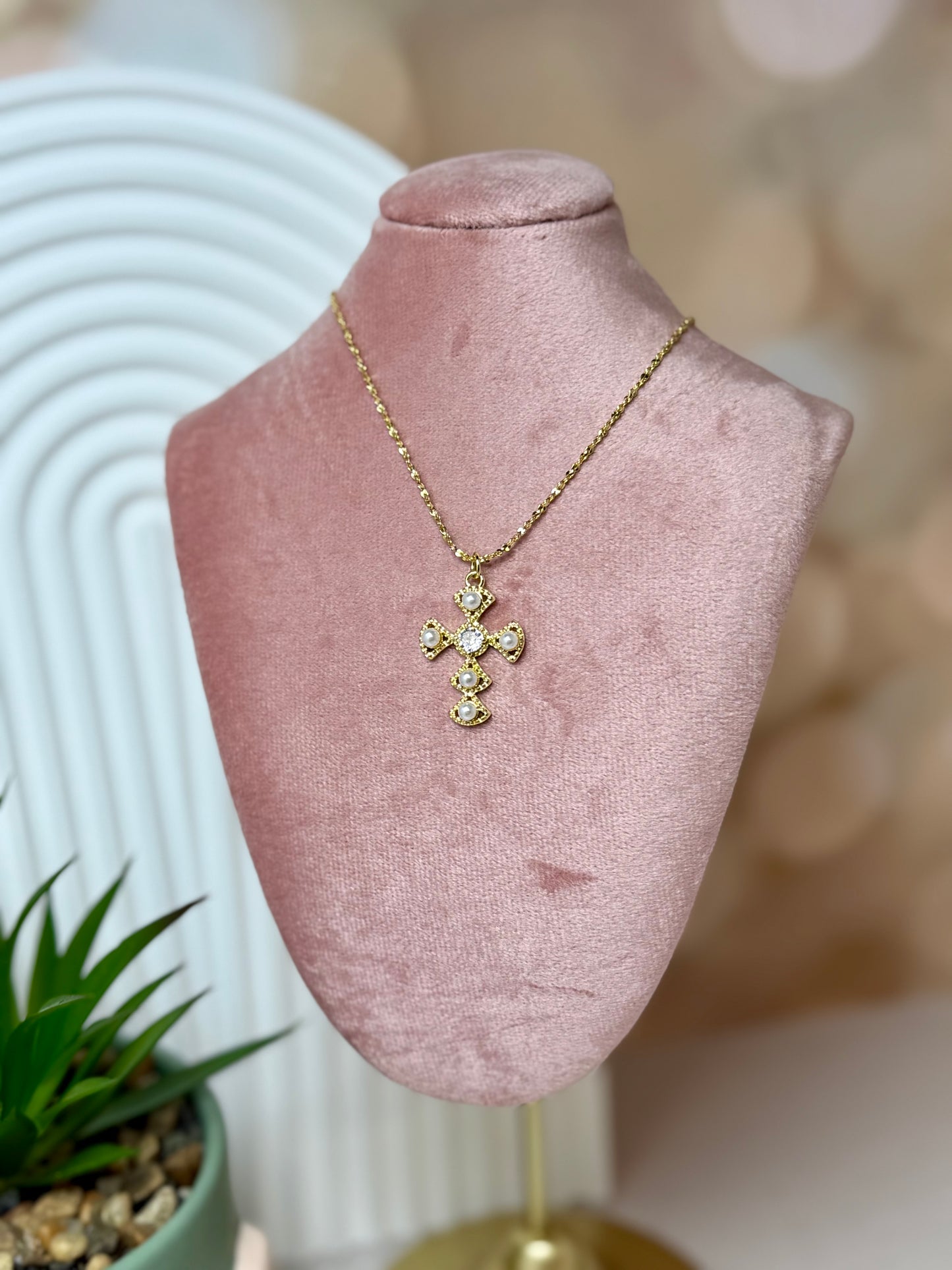 Pearl and Stone Cross