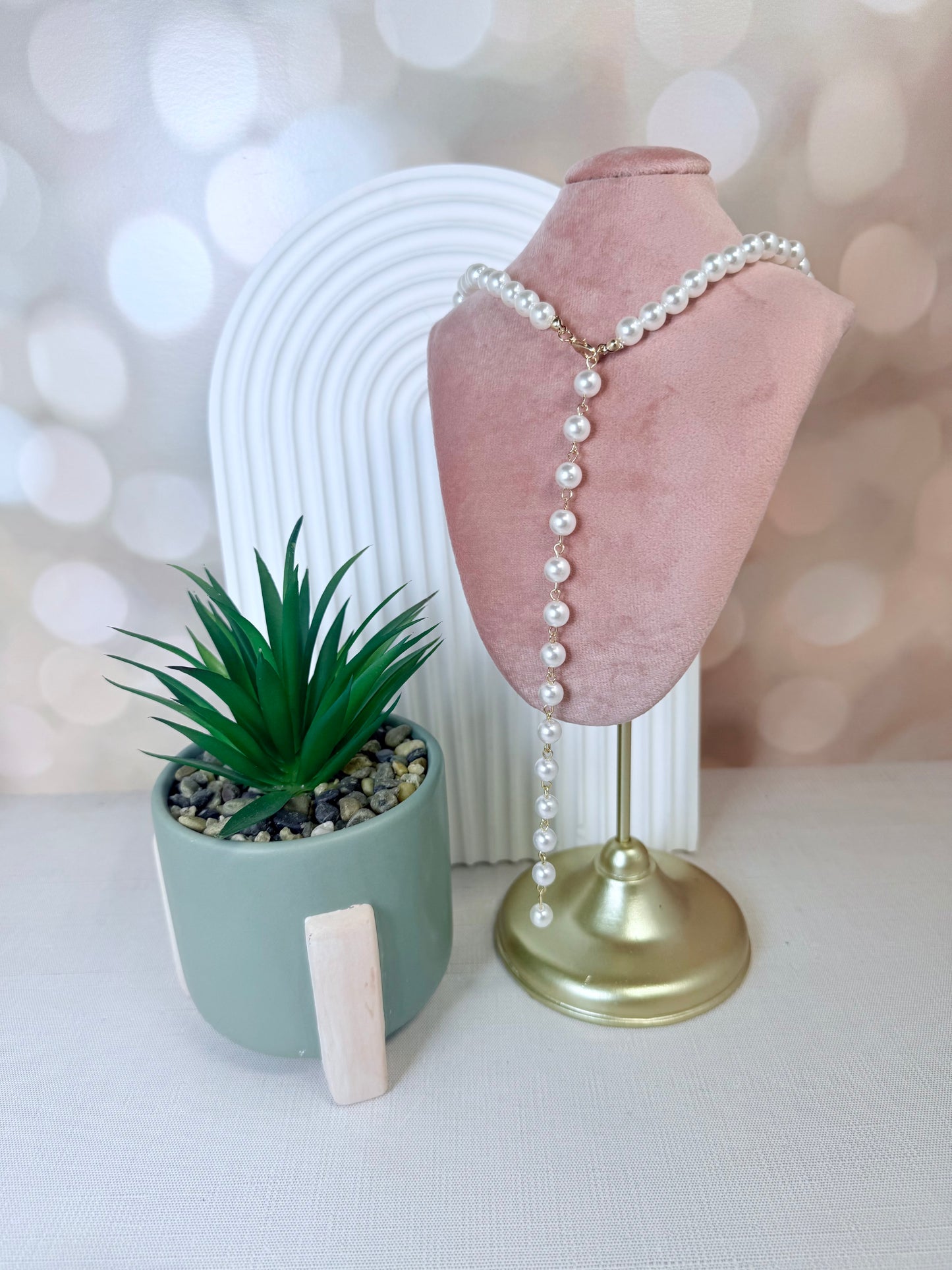 Gold Pearl Drop Necklace