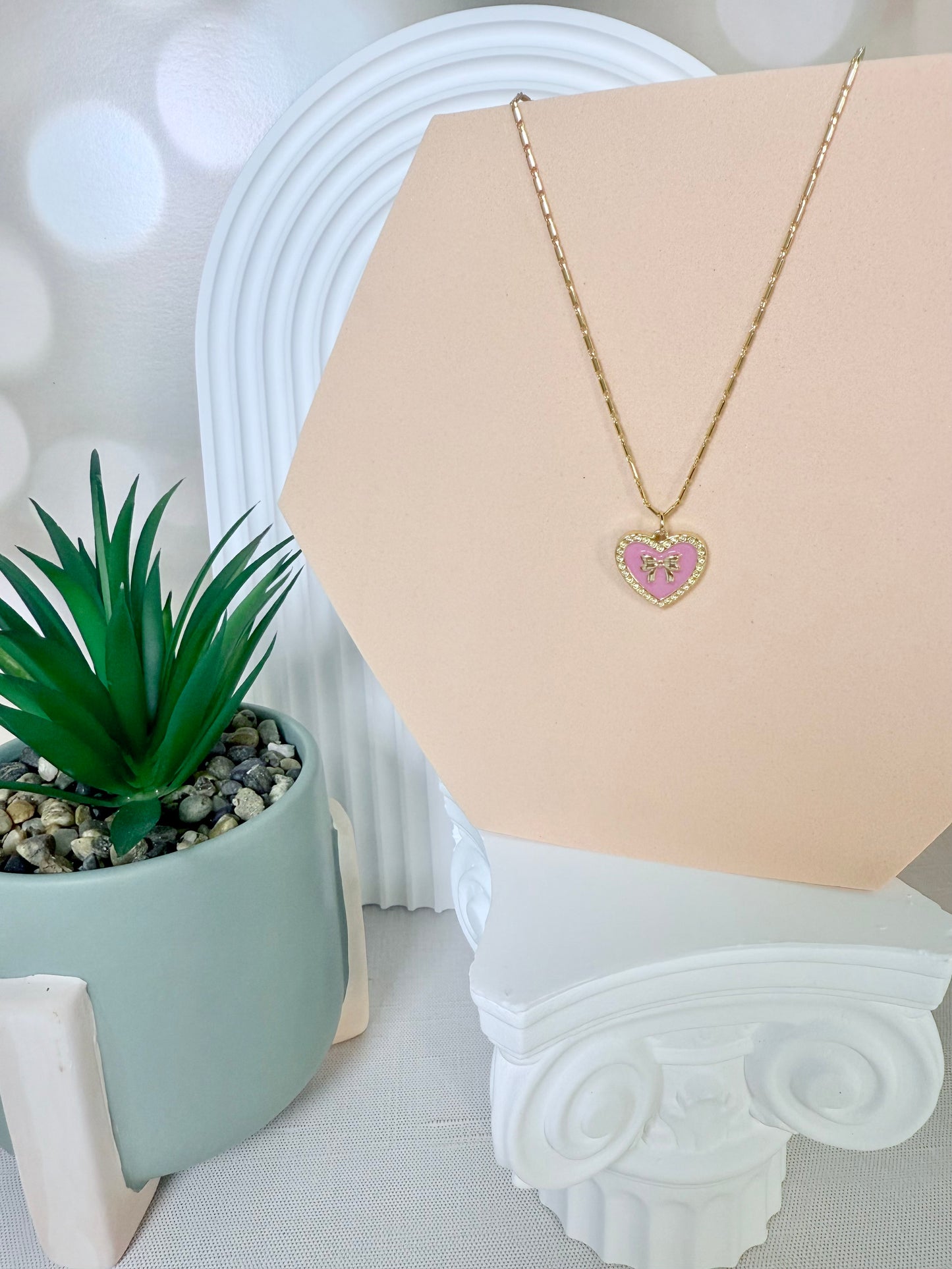 Pink Heart with Bow Detail