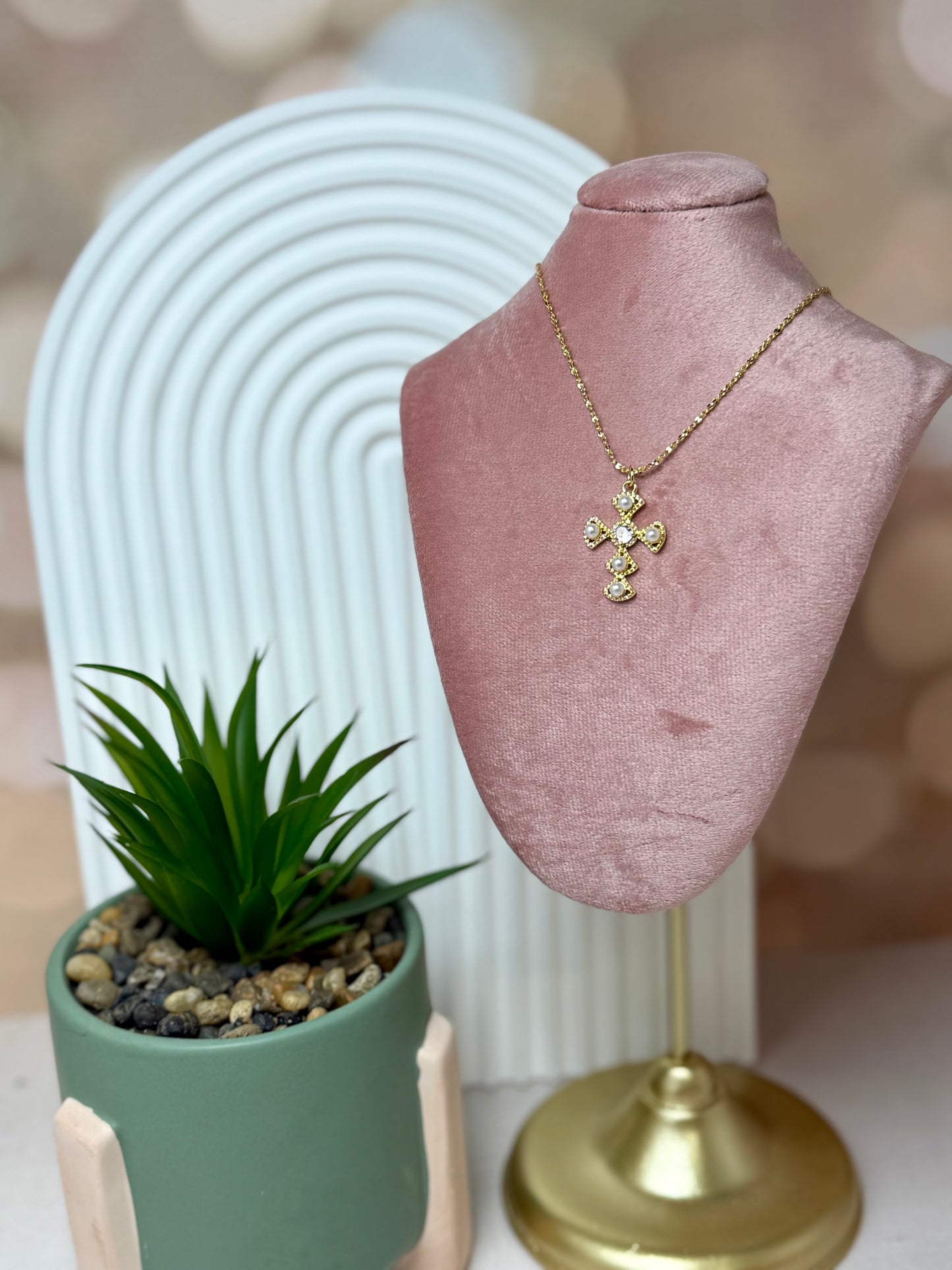 Pearl and Stone Cross